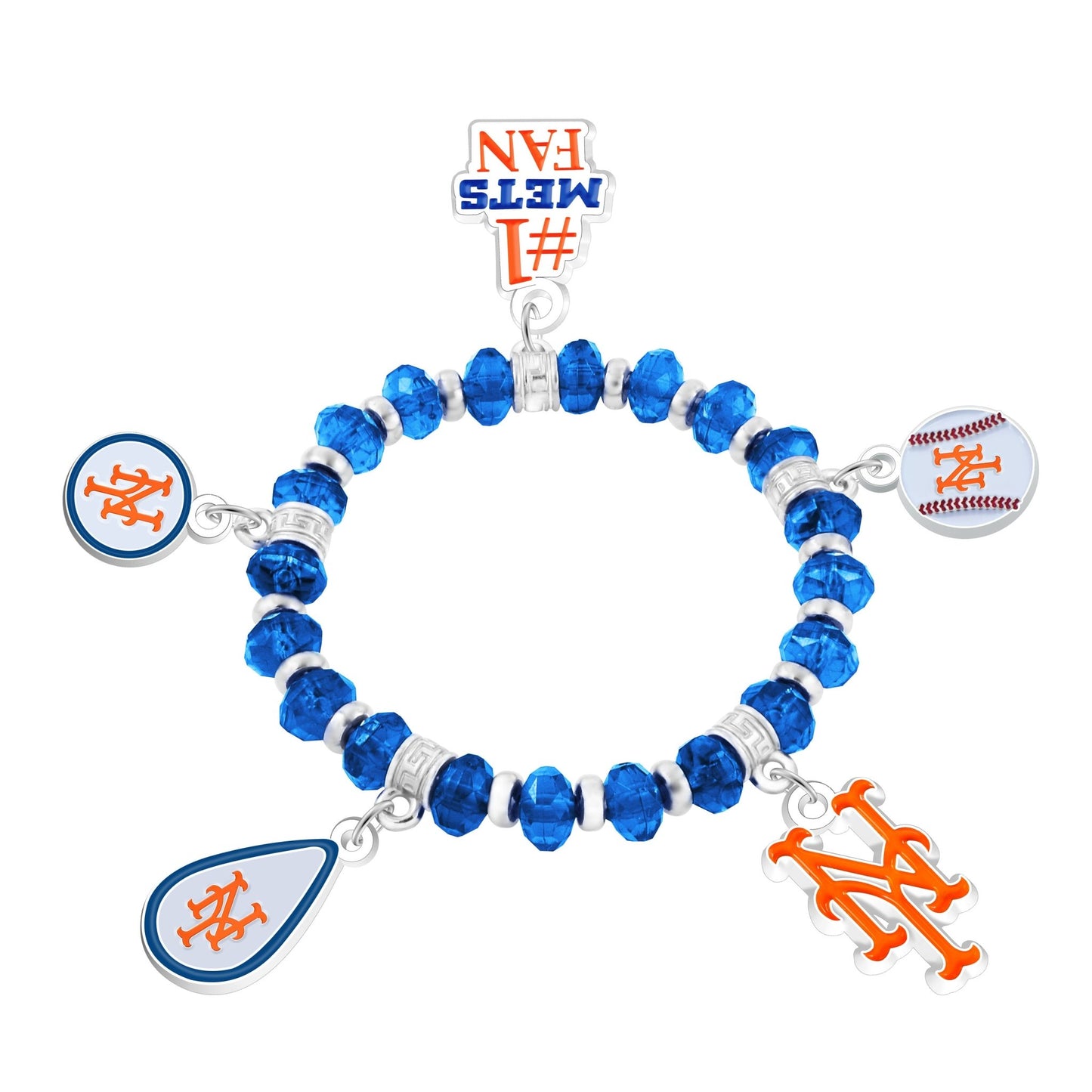 MLB Five Charm Logo Beaded Bracelet - Gamedays Gear - New York Mets