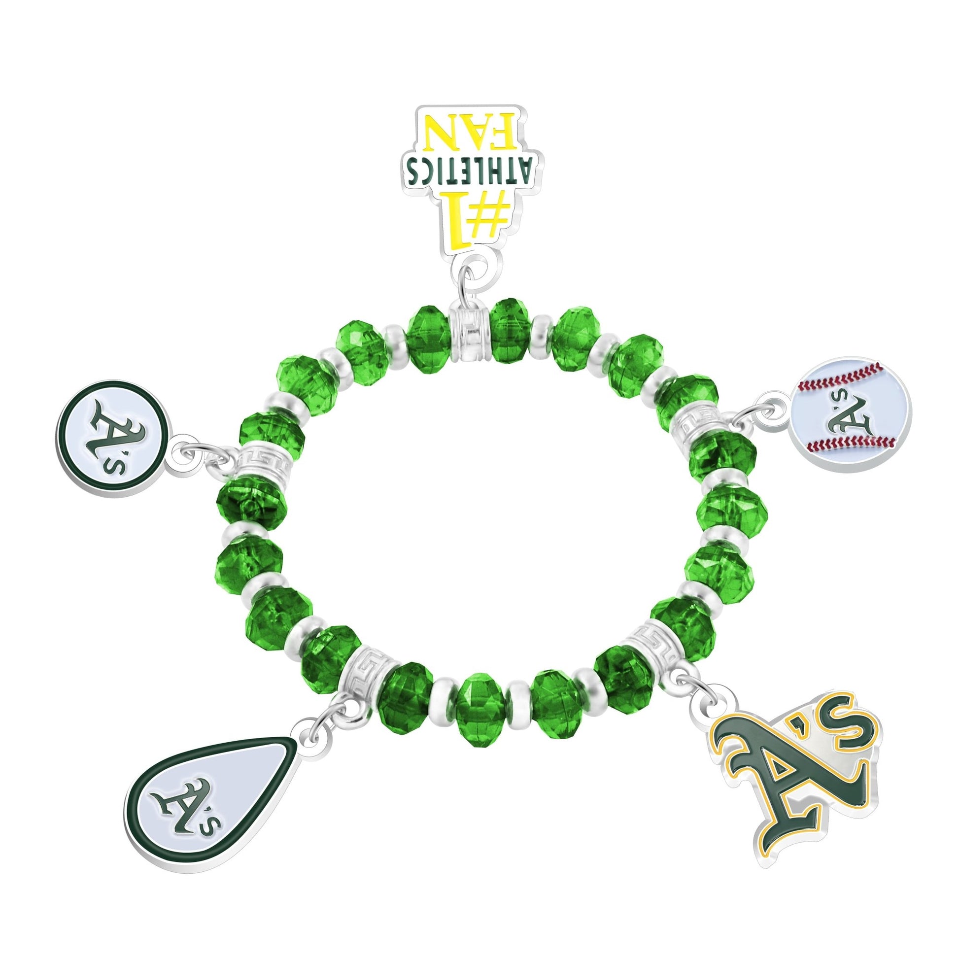 MLB Five Charm Logo Beaded Bracelet - Gamedays Gear - Oakland Athletics