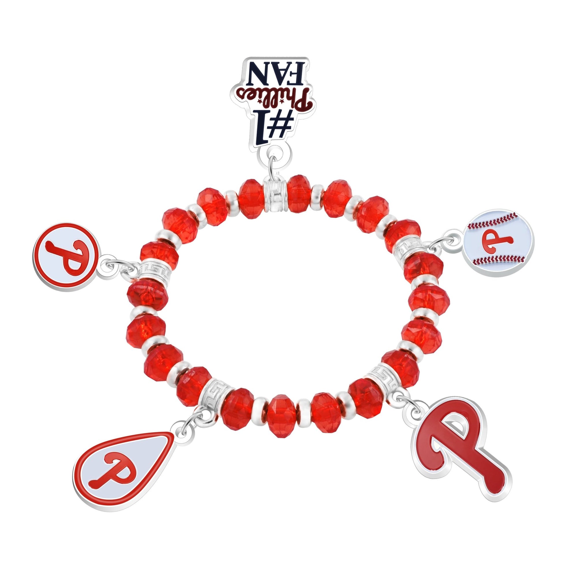 MLB Five Charm Logo Beaded Bracelet - Gamedays Gear - Philadelphia Phillies