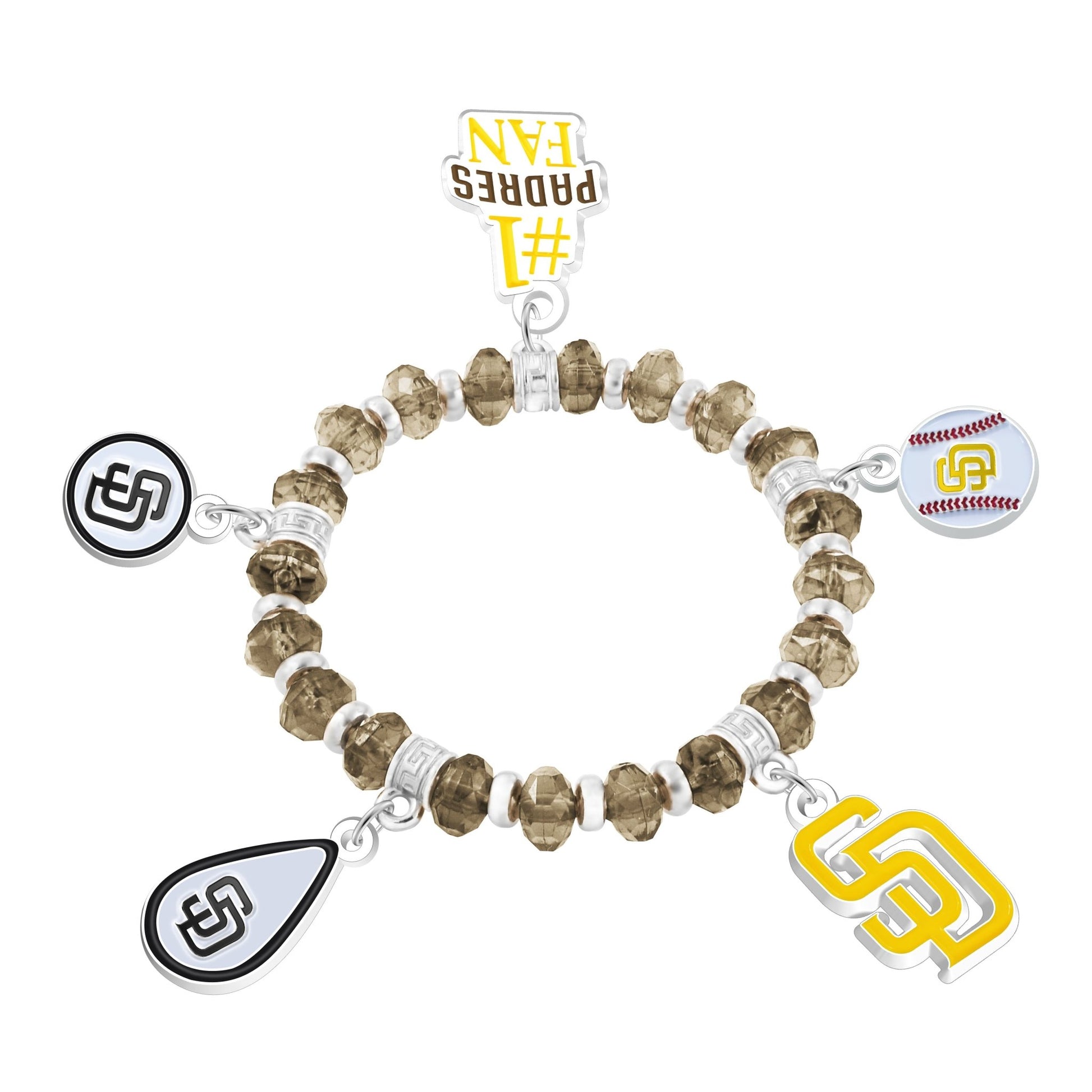 MLB Five Charm Logo Beaded Bracelet - Gamedays Gear - San Diego Padres