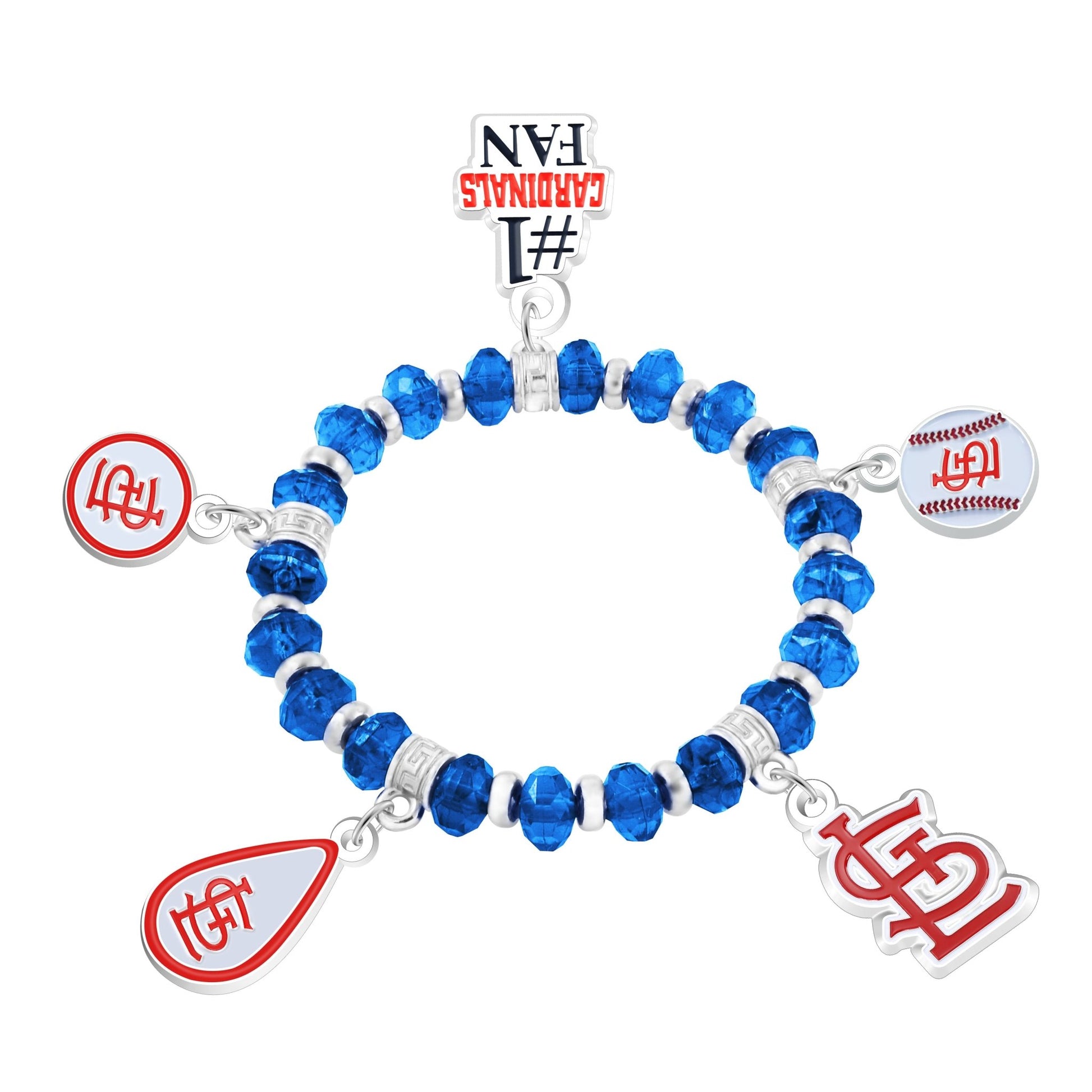 MLB Five Charm Logo Beaded Bracelet - Gamedays Gear - St. Louis Cardinals