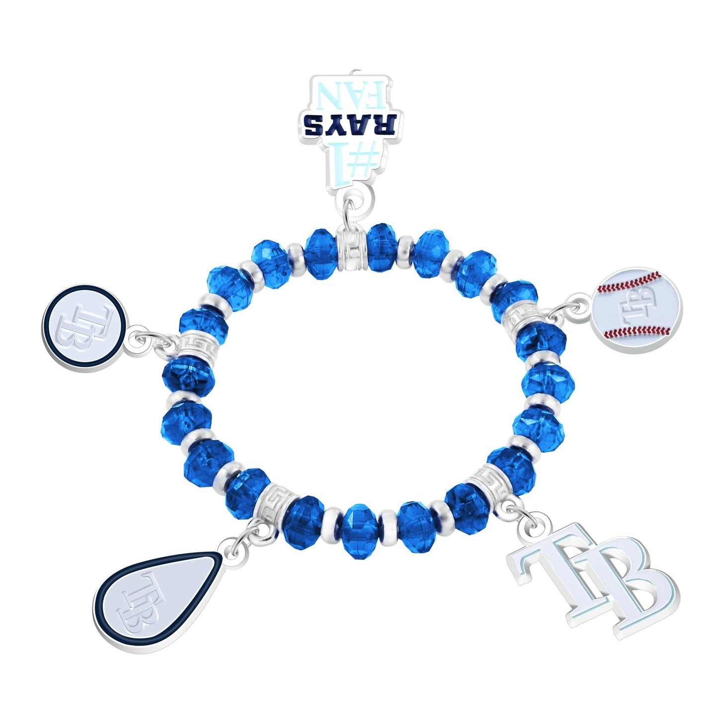 MLB Five Charm Logo Beaded Bracelet - Gamedays Gear - Tampa Bay Rays