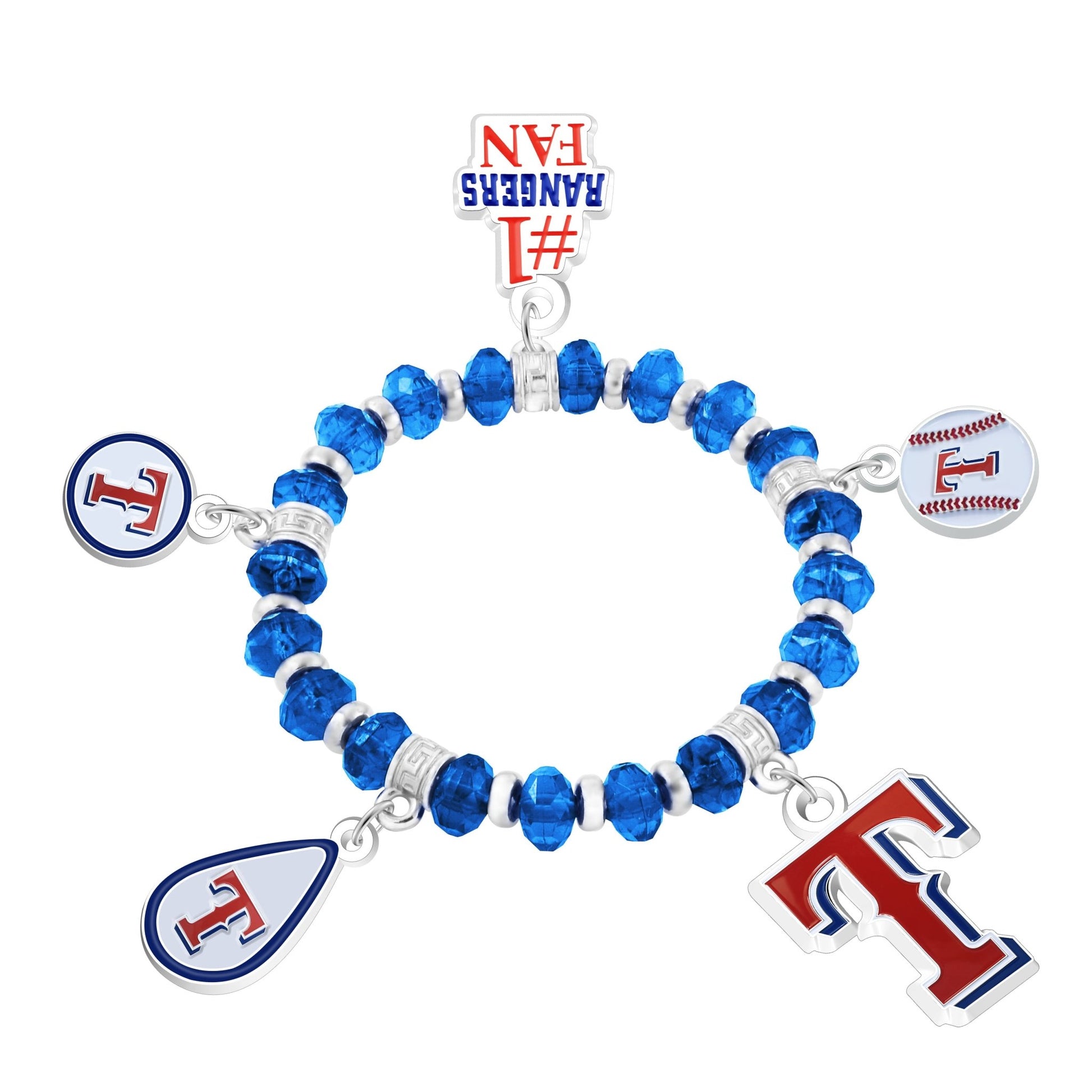 MLB Five Charm Logo Beaded Bracelet - Gamedays Gear - Texas Rangers