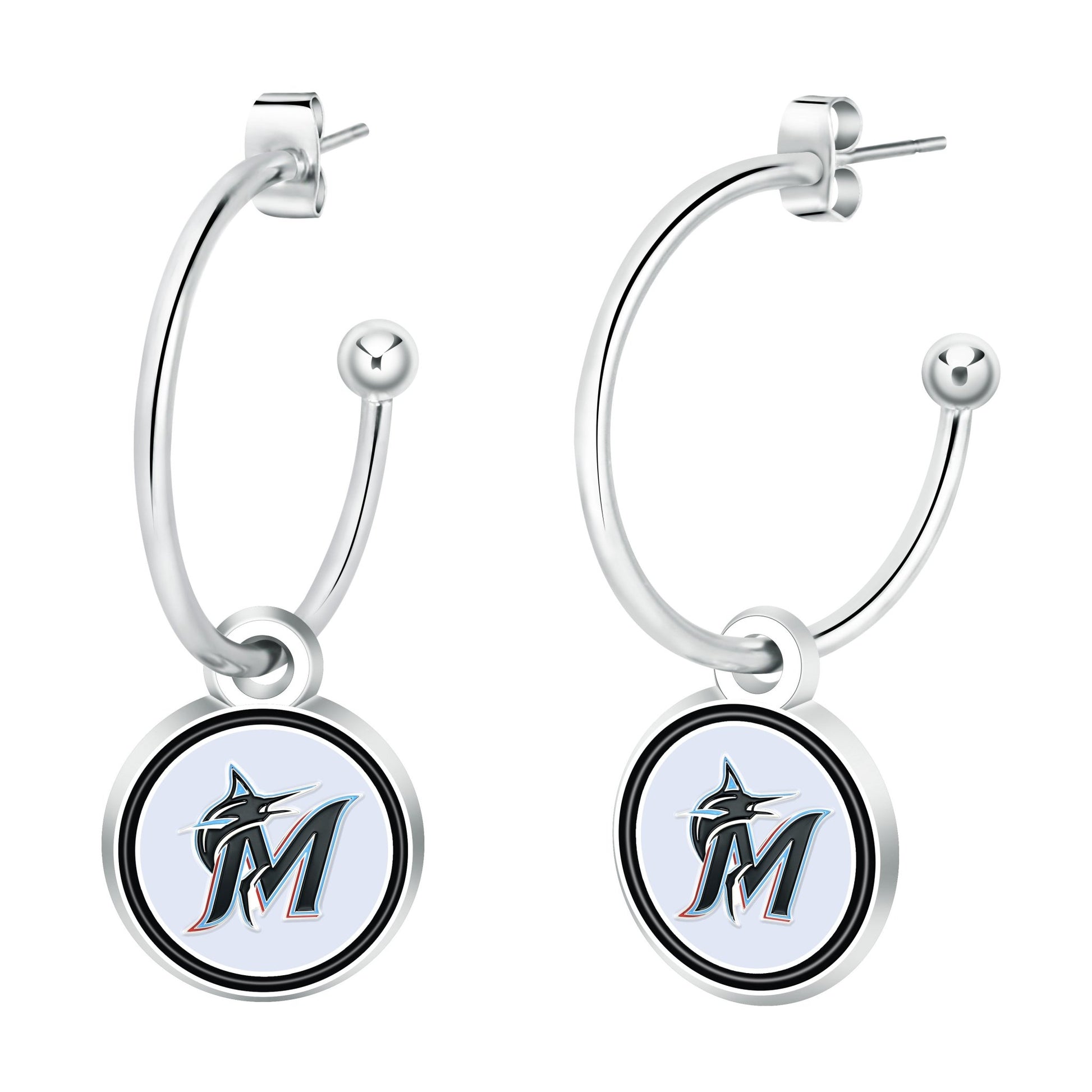 MLB Half Hoop Earrings - Gamedays Gear - Miami Marlins