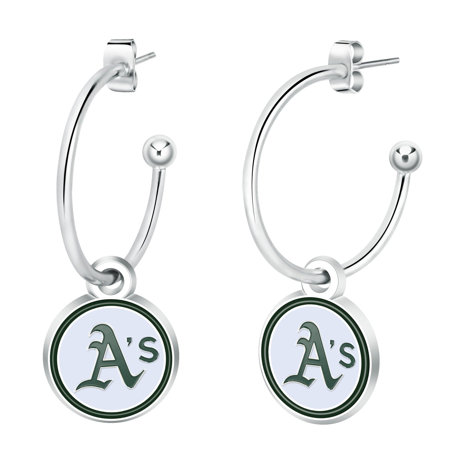 MLB Half Hoop Earrings - Gamedays Gear - Oakland Athletics