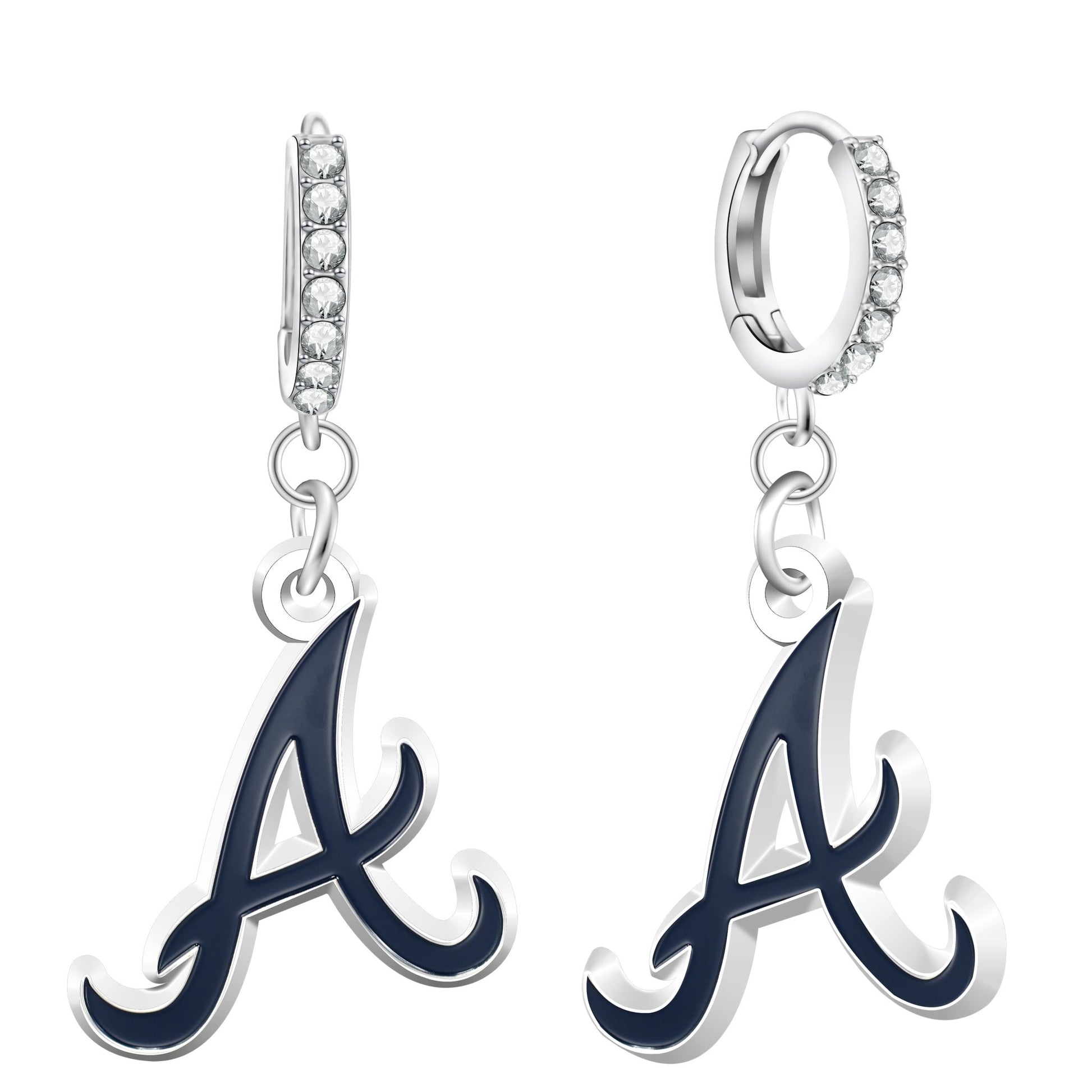 MLB Rhinestone Circle Earrings - Gamedays Gear - Atlanta Braves