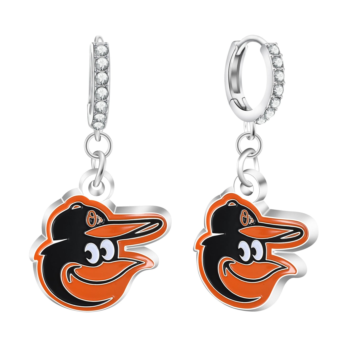 MLB Rhinestone Circle Earrings - Gamedays Gear - Baltimore Orioles