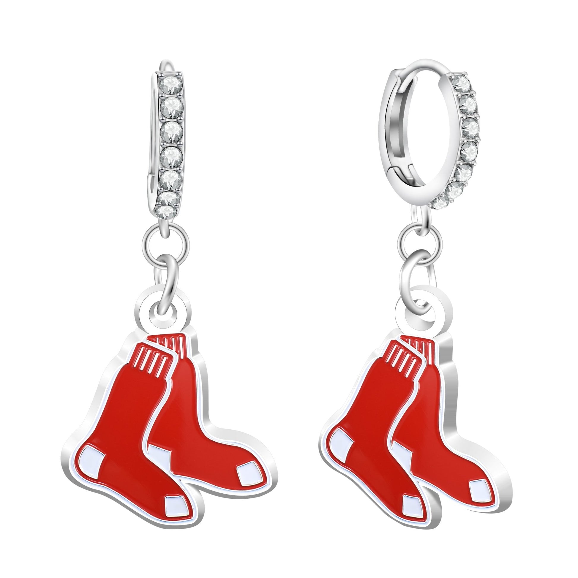 MLB Rhinestone Circle Earrings - Gamedays Gear - Boston Red Sox