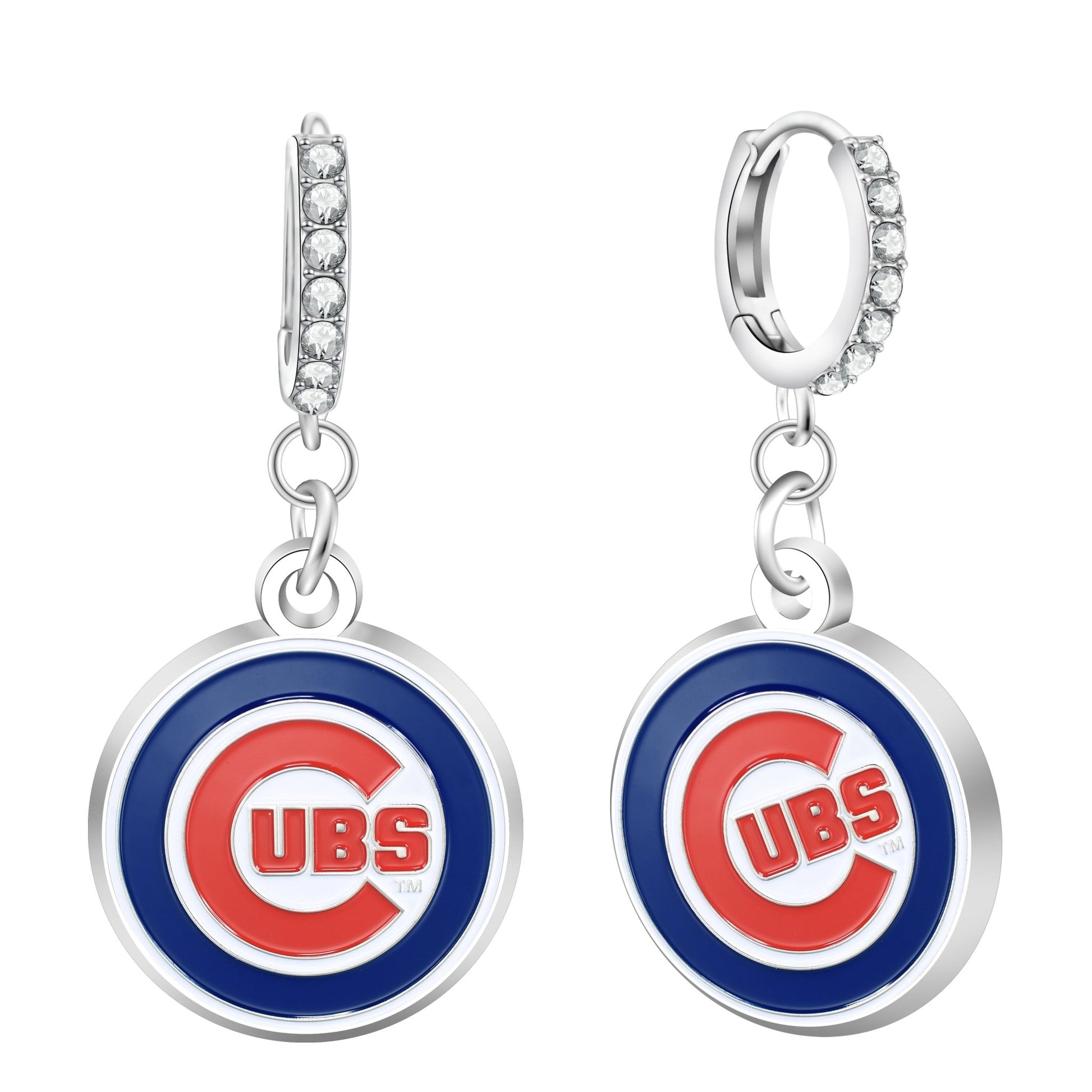 MLB Rhinestone Circle Earrings - Gamedays Gear - Chicago Cubs