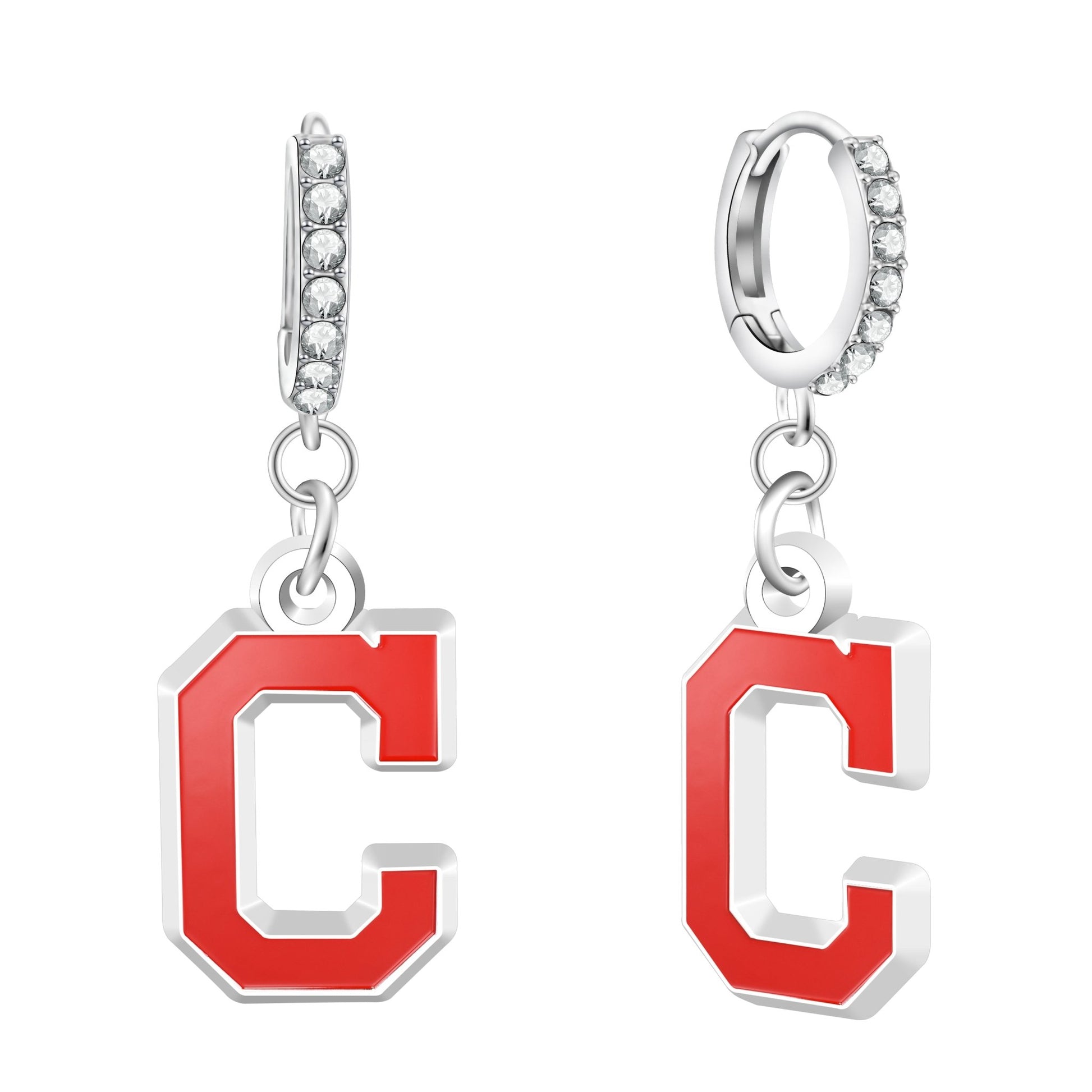 MLB Rhinestone Circle Earrings - Gamedays Gear - Cleveland Guardians