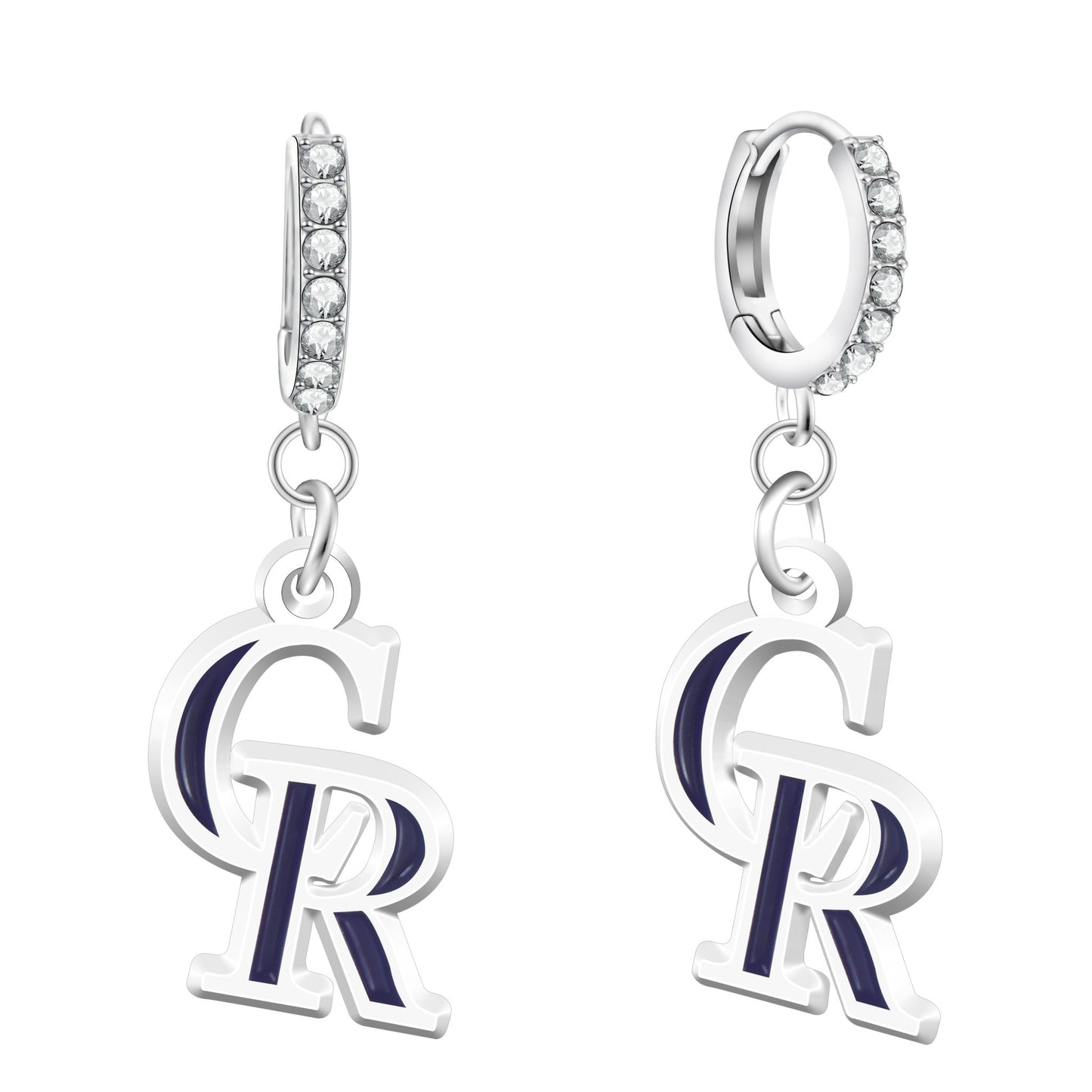 MLB Rhinestone Circle Earrings - Gamedays Gear - Colorado Rockies