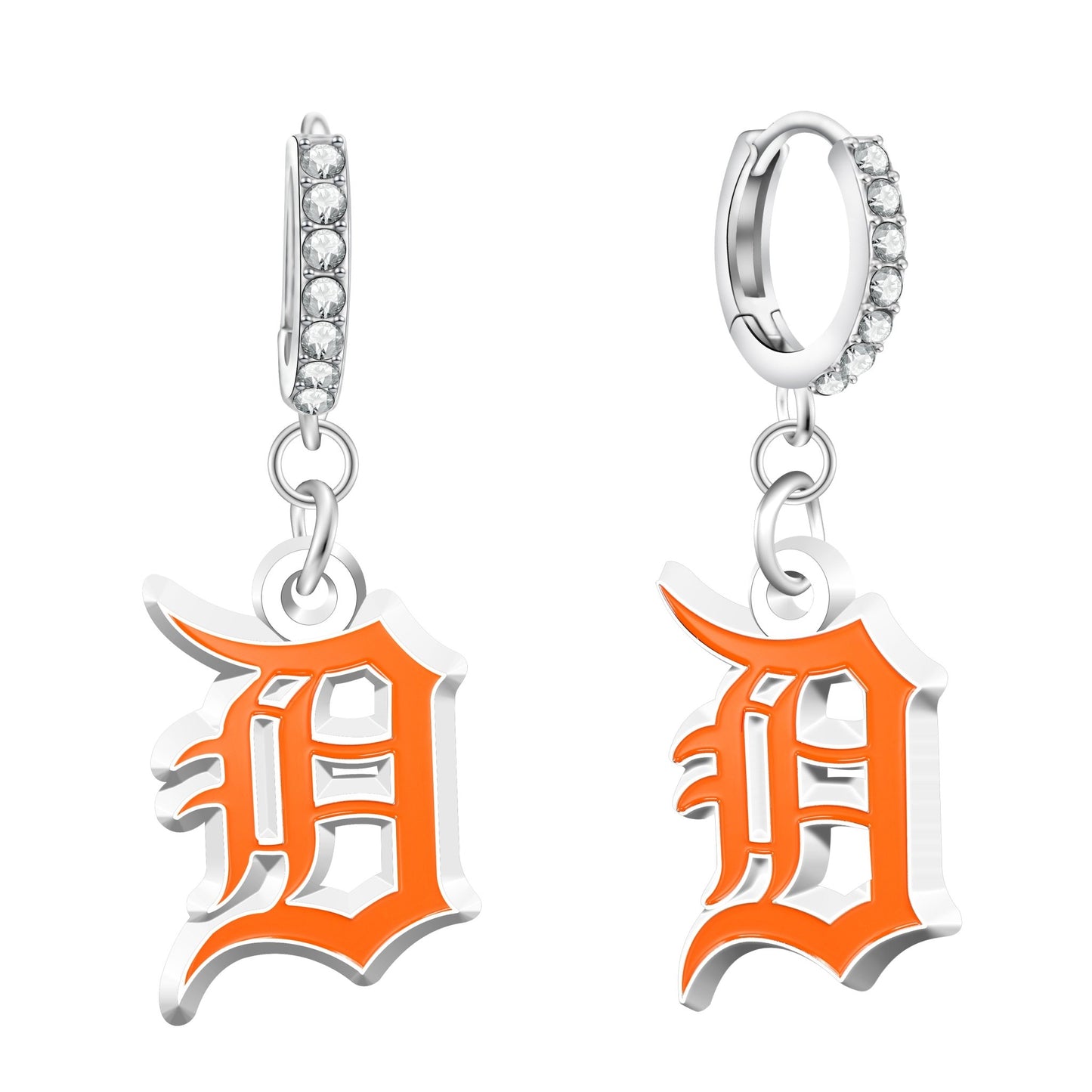 MLB Rhinestone Circle Earrings - Gamedays Gear - Detroit Tigers