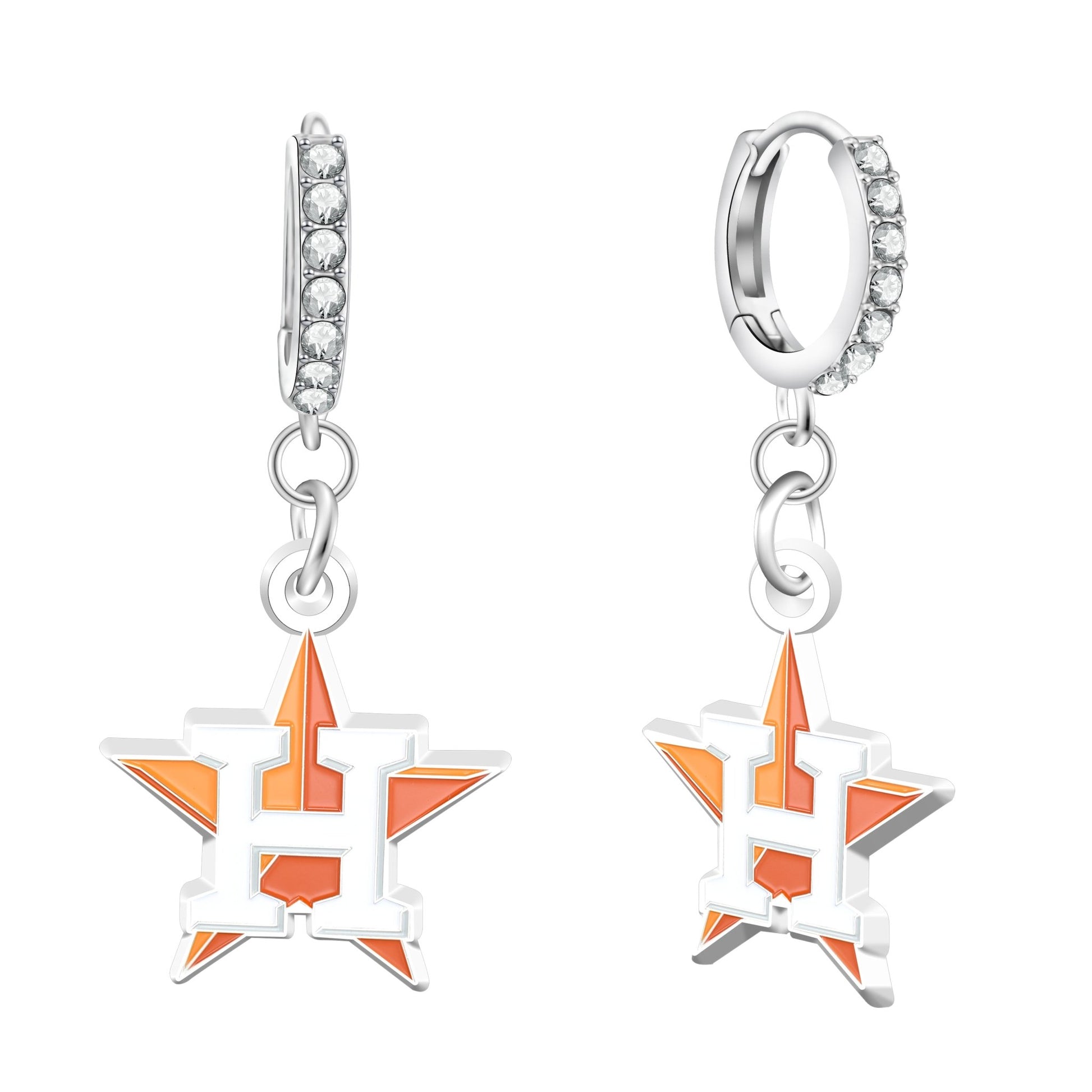 MLB Rhinestone Circle Earrings - Gamedays Gear - Houston Astros