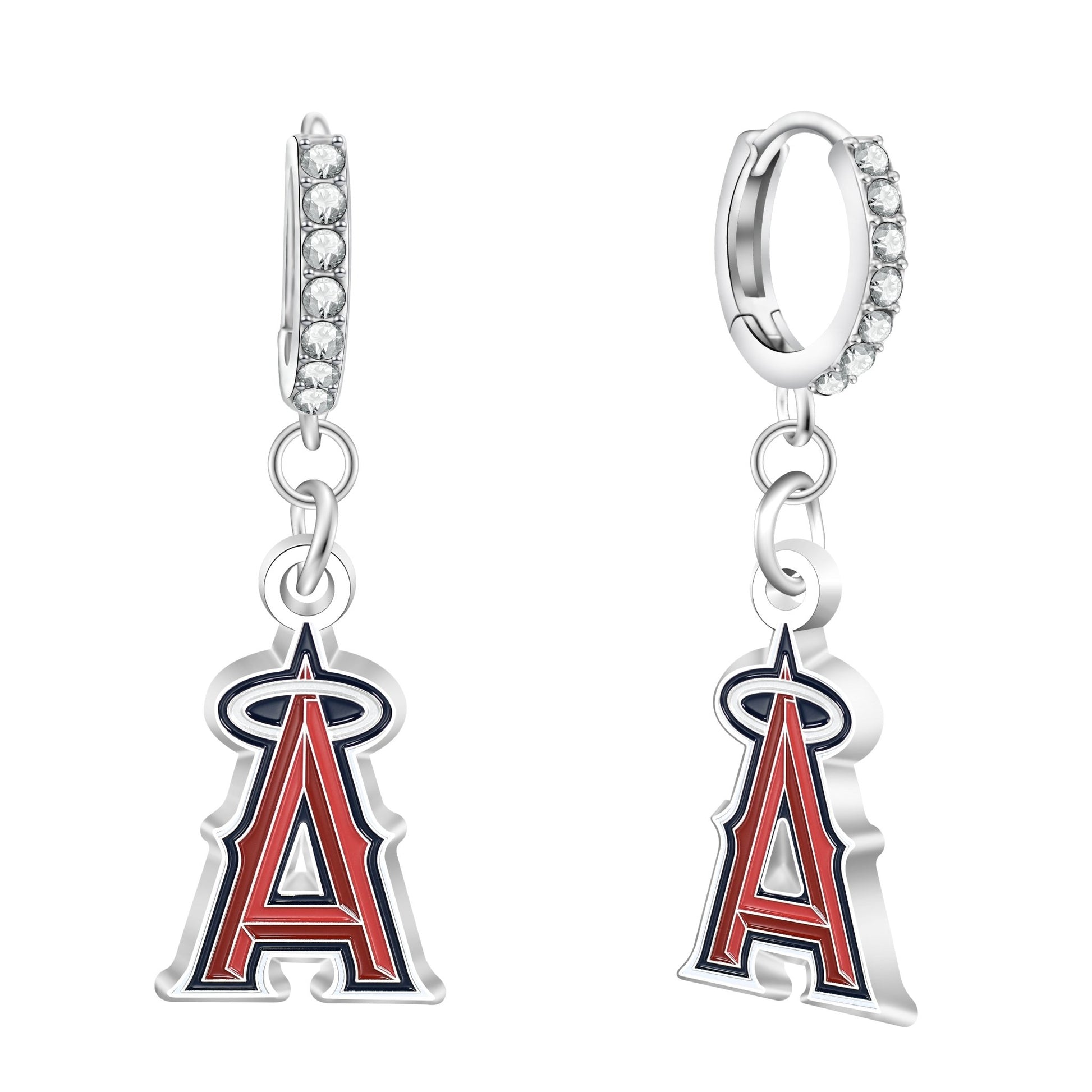 MLB Rhinestone Circle Earrings - Gamedays Gear - Los Angeles Angels