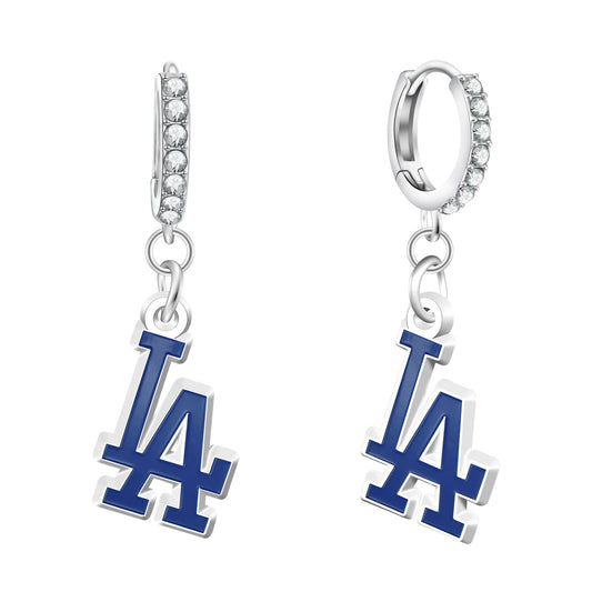 MLB Rhinestone Circle Earrings - Gamedays Gear - Los Angeles Dodgers