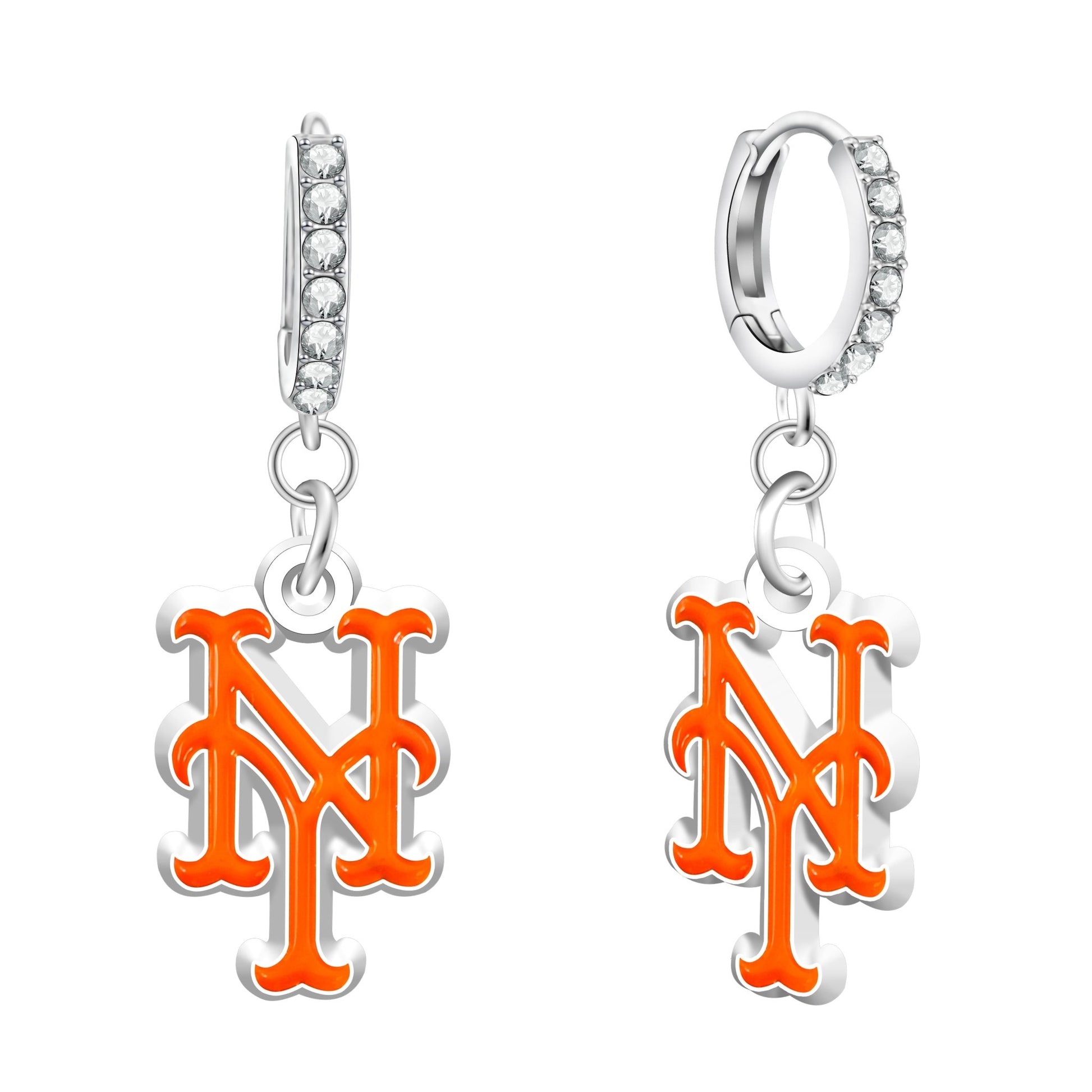 MLB Rhinestone Circle Earrings - Gamedays Gear - New York Mets