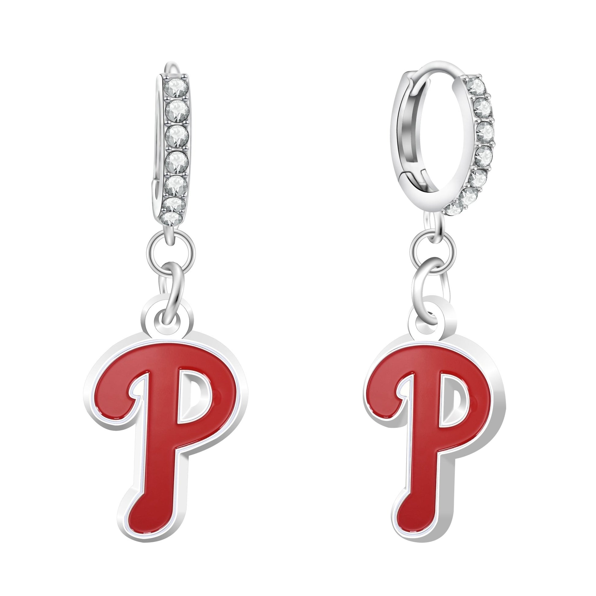 MLB Rhinestone Circle Earrings - Gamedays Gear - Philadelphia Phillies