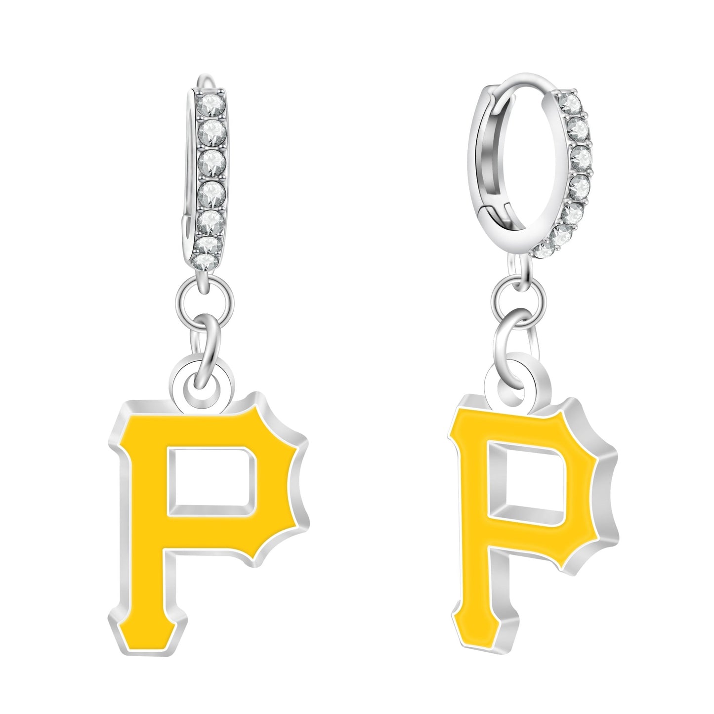 MLB Rhinestone Circle Earrings - Gamedays Gear - Pittsburgh Pirates