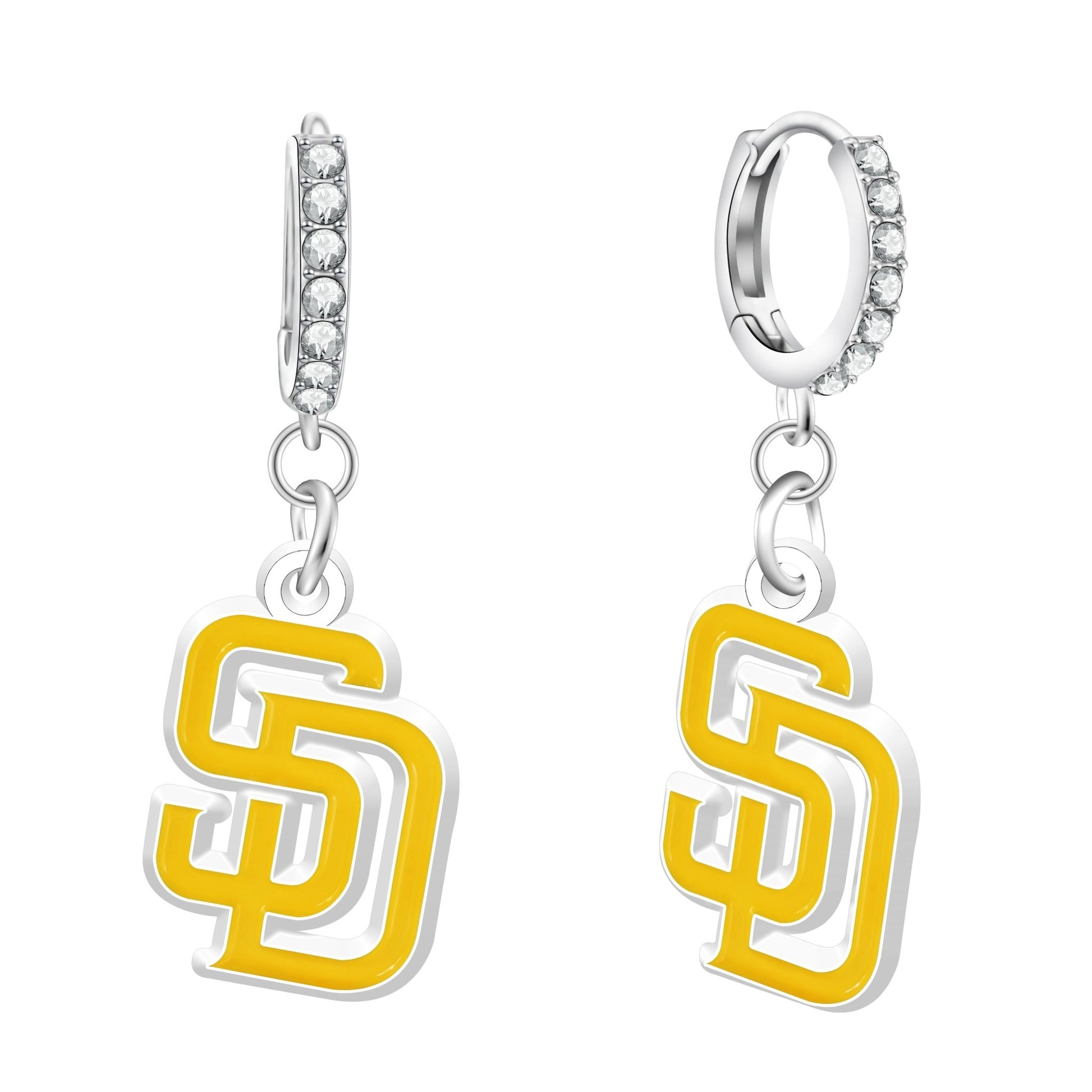 MLB Rhinestone Circle Earrings - Gamedays Gear - San Diego Padres