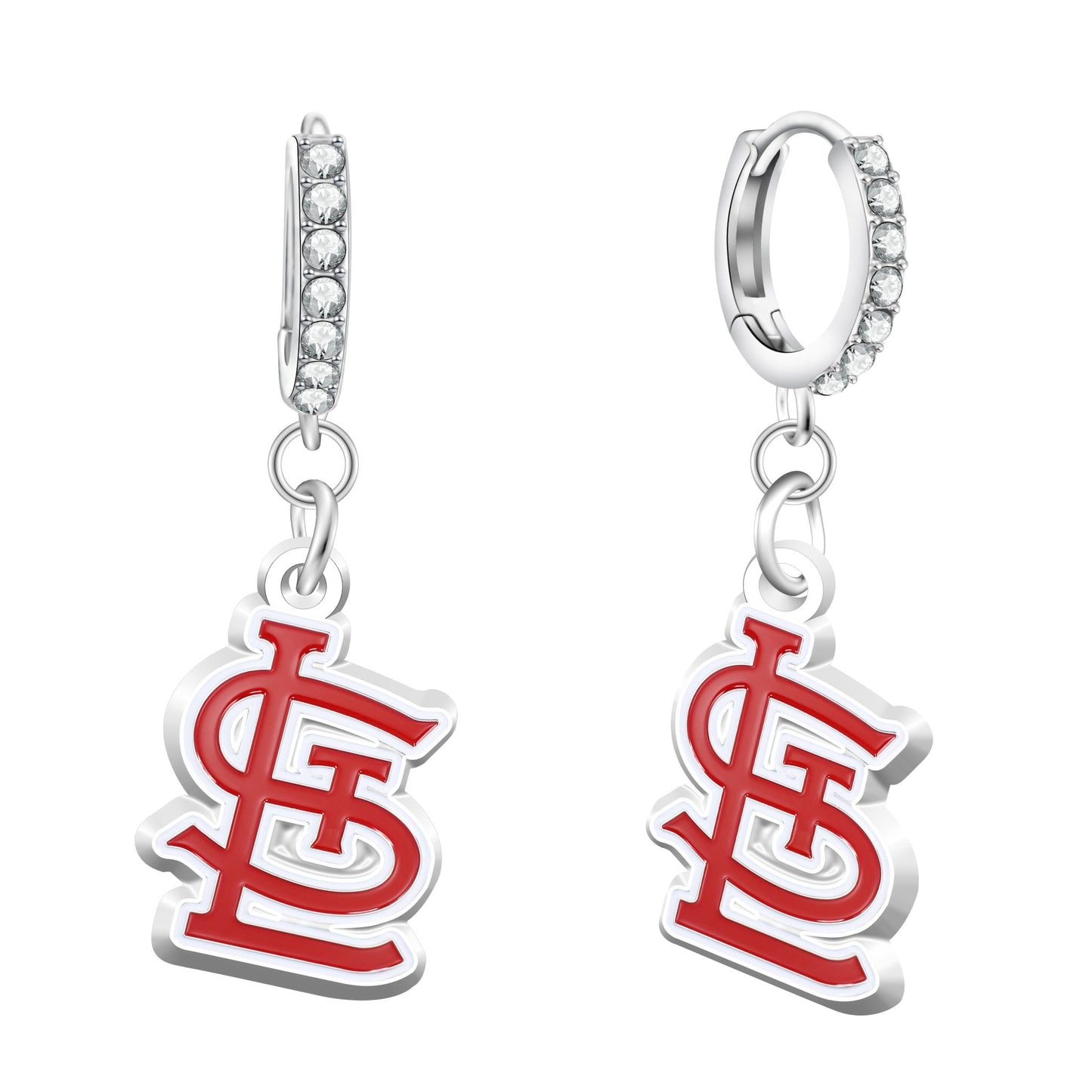 MLB Rhinestone Circle Earrings - Gamedays Gear - St. Louis Cardinals