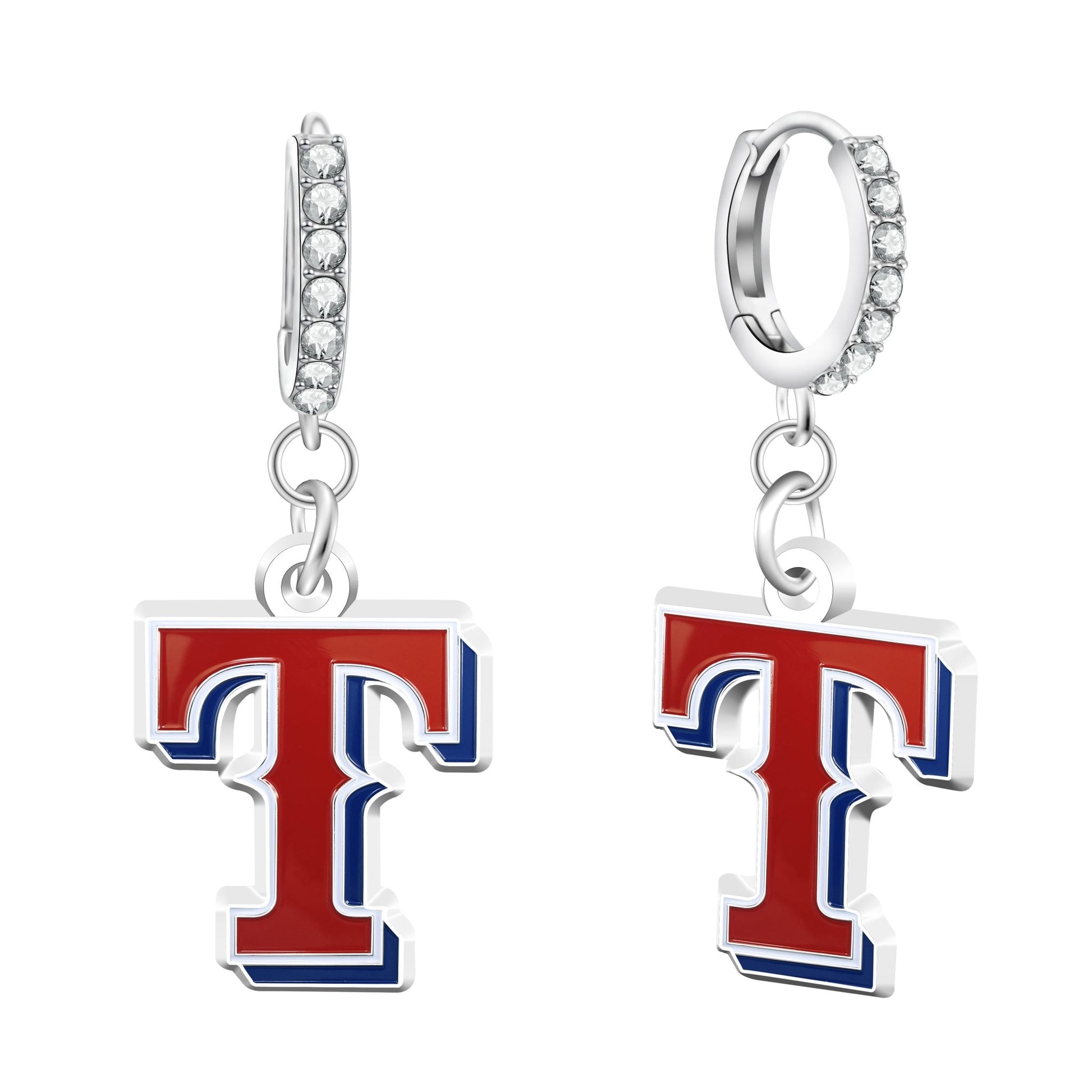 MLB Rhinestone Circle Earrings - Gamedays Gear - Texas Rangers