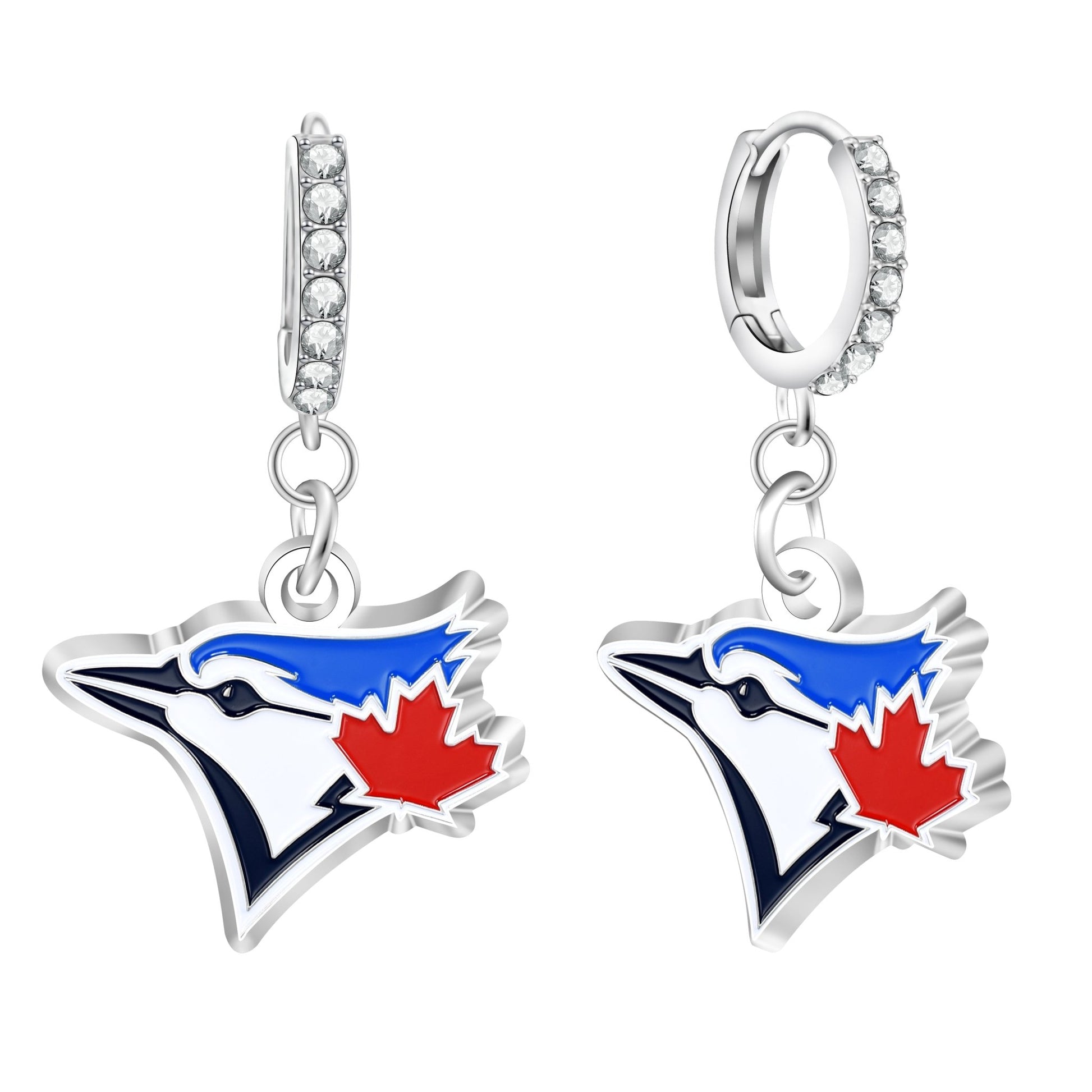 MLB Rhinestone Circle Earrings - Gamedays Gear - Toronto Blue Jays