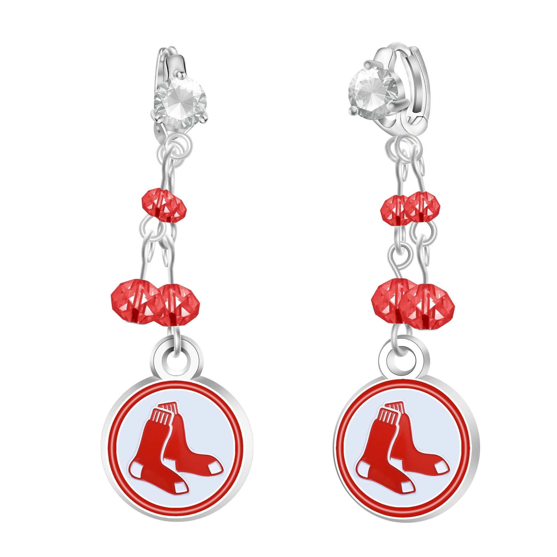 MLB Rhinestone Dangle Earrings - Gamedays Gear - Boston Red Sox