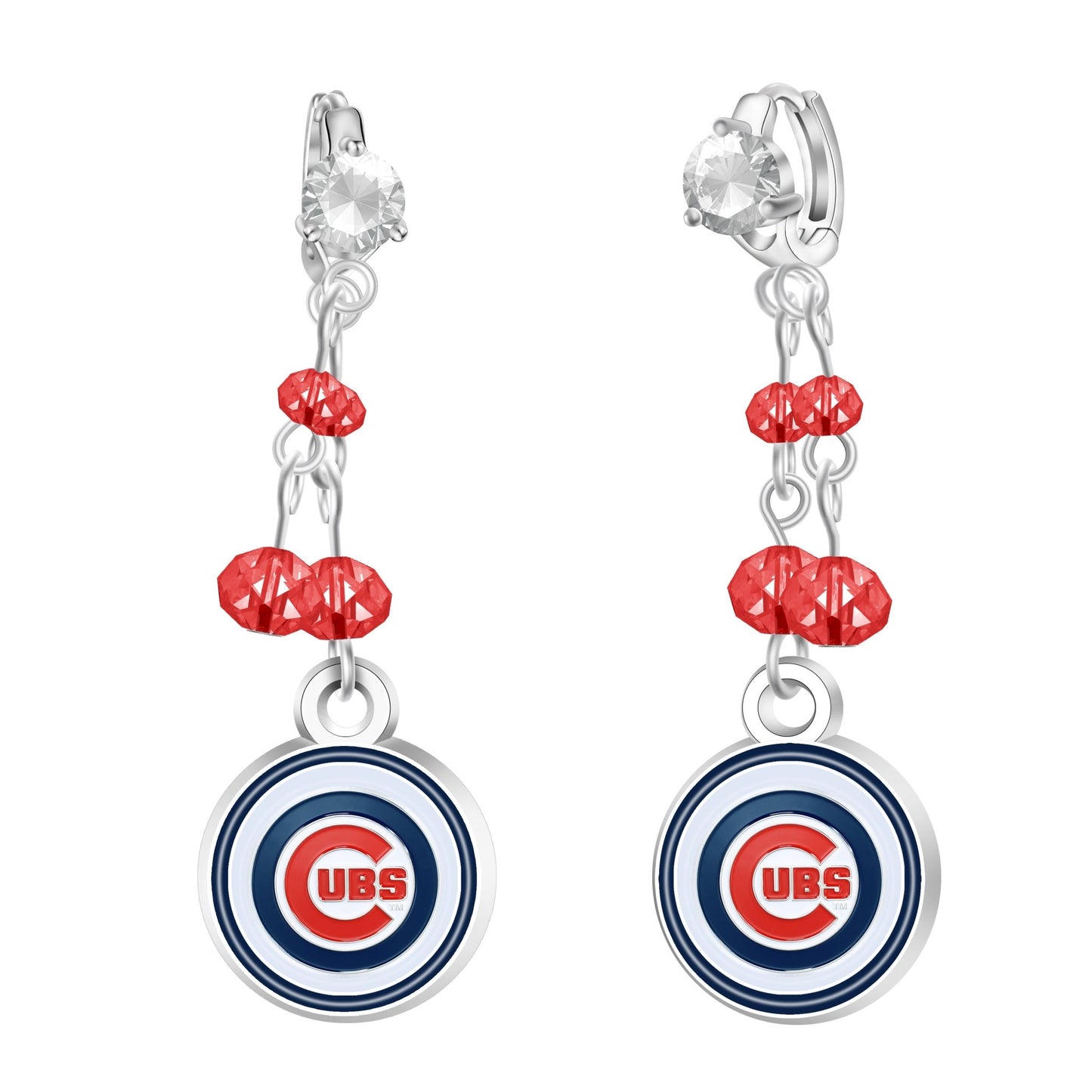 MLB Rhinestone Dangle Earrings - Gamedays Gear - Chicago Cubs