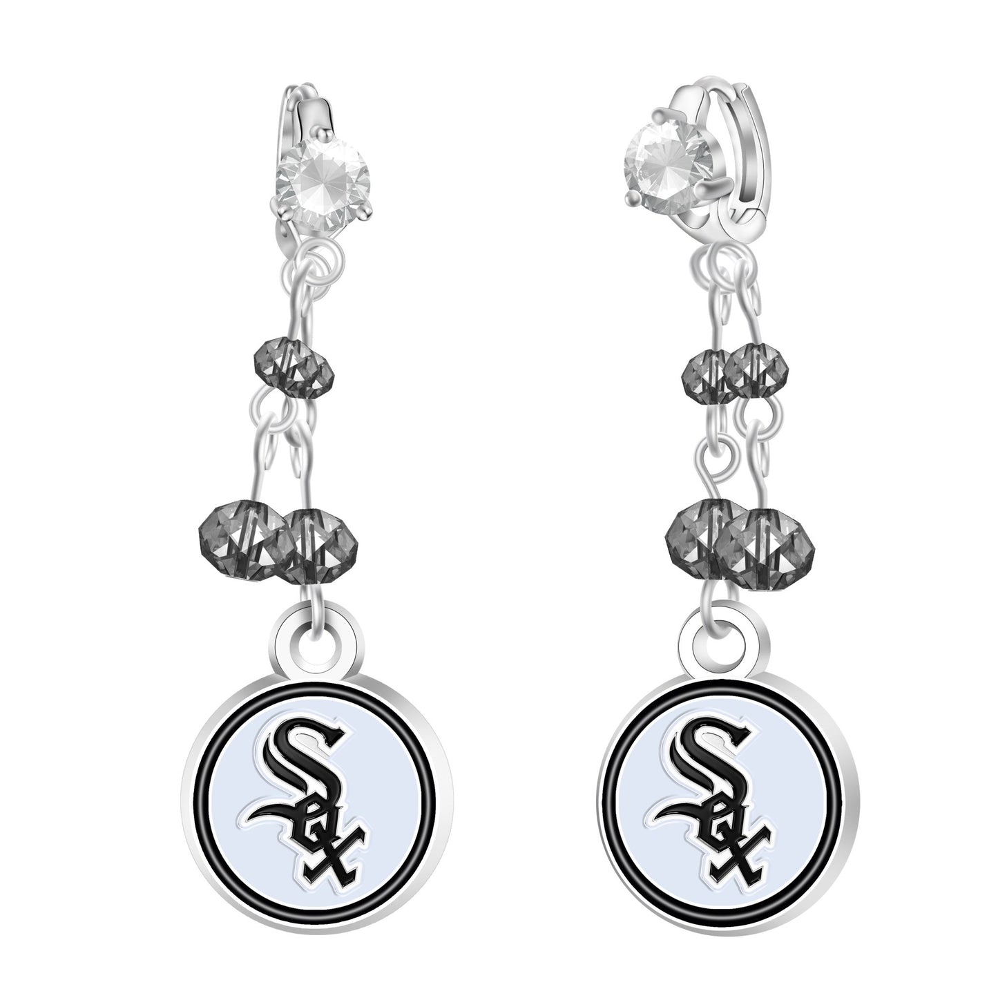 MLB Rhinestone Dangle Earrings - Gamedays Gear - Chicago White Sox