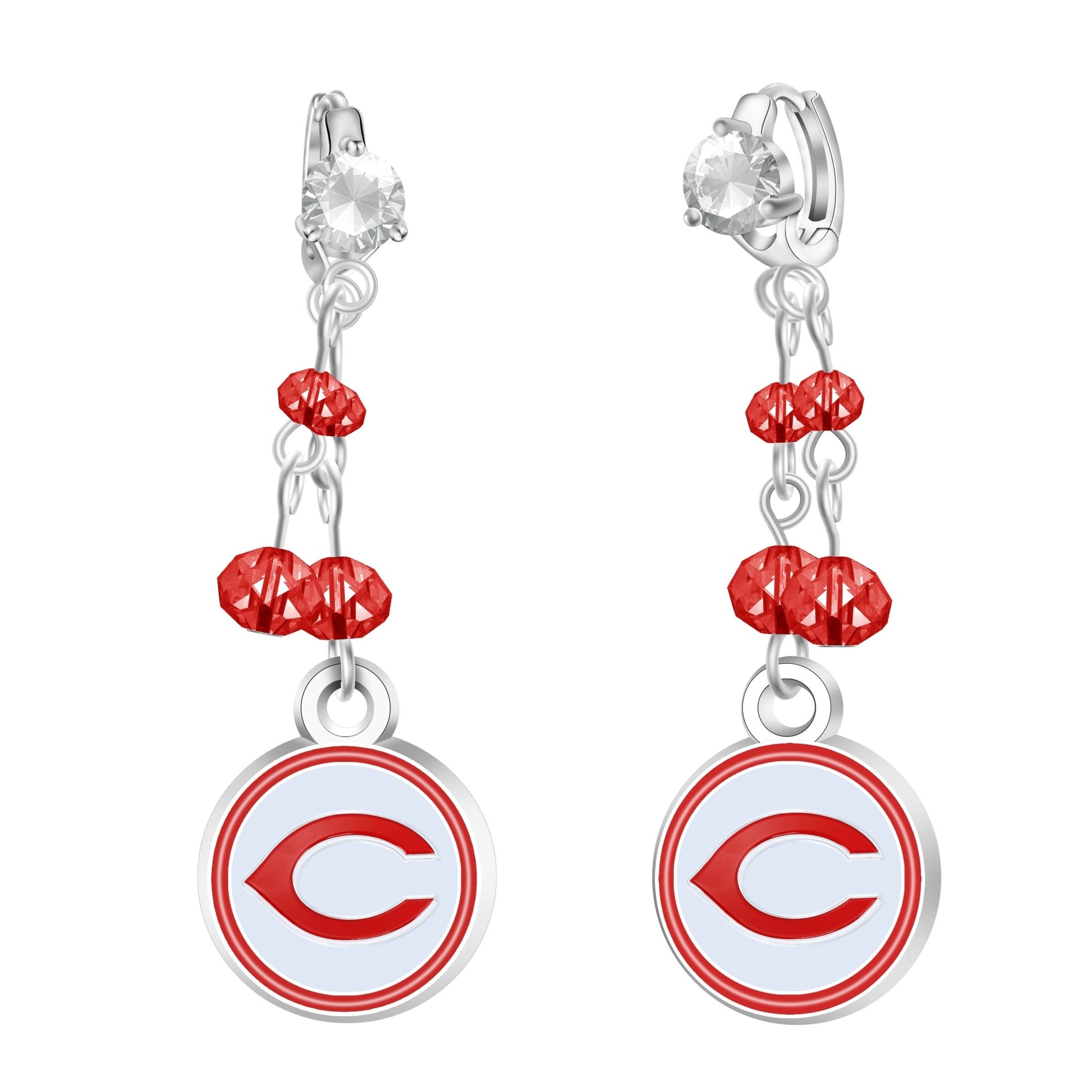 MLB Rhinestone Dangle Earrings - Gamedays Gear - Cincinnati Reds