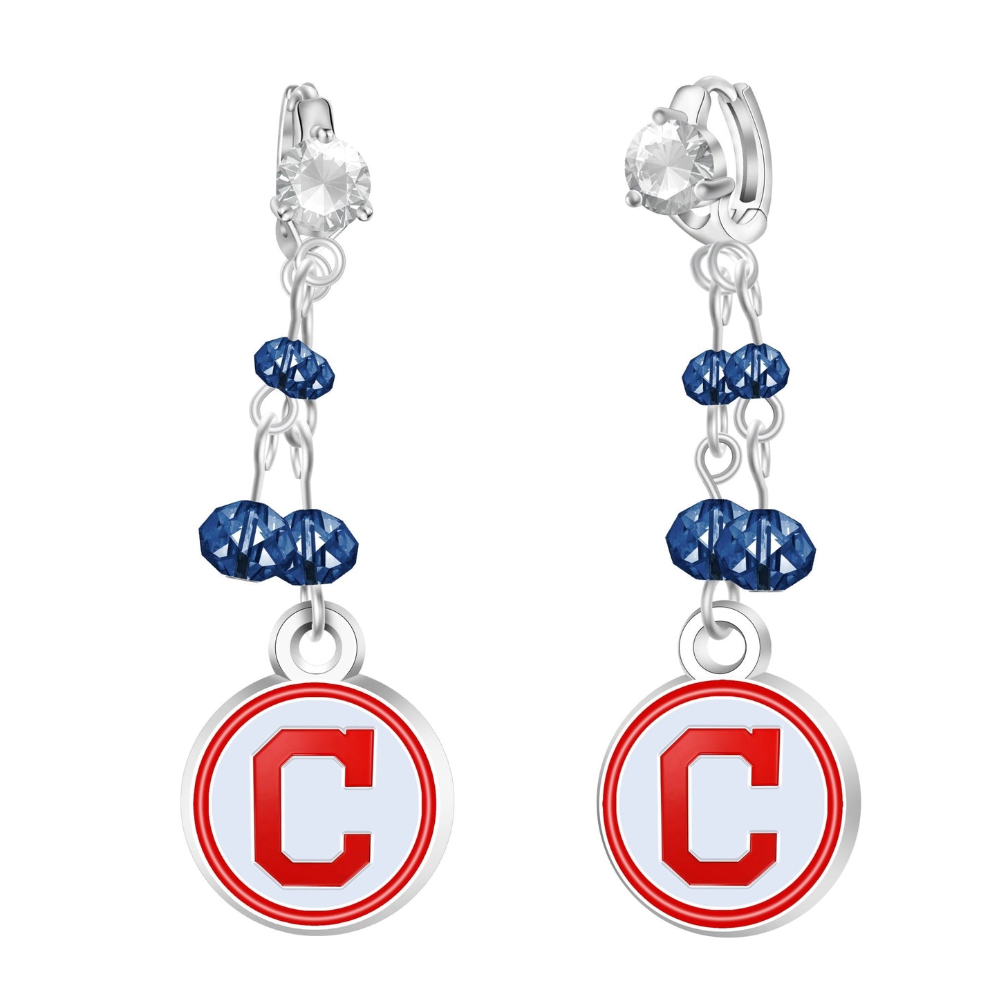 MLB Rhinestone Dangle Earrings - Gamedays Gear - Cleveland Guardians