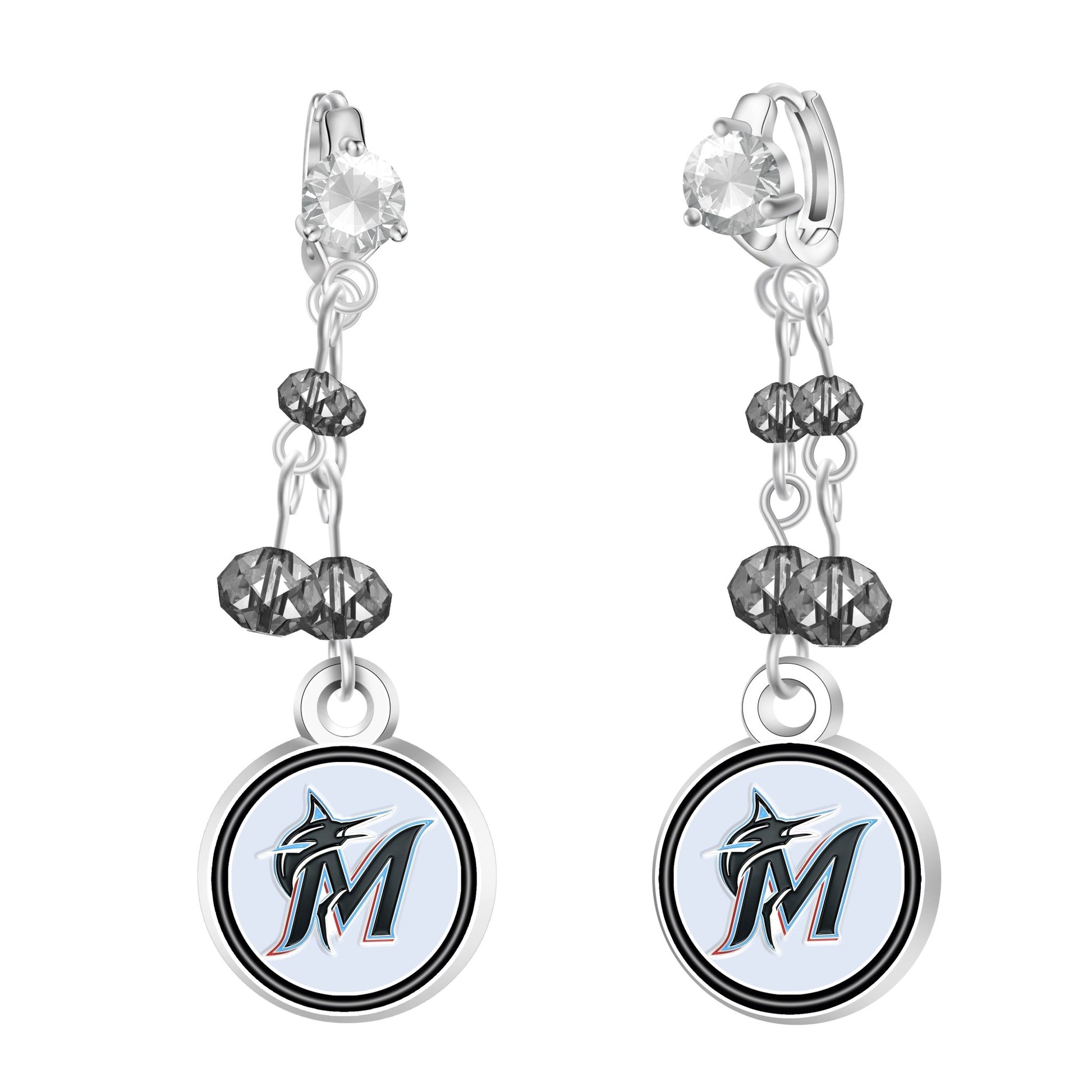 MLB Rhinestone Dangle Earrings - Gamedays Gear - Miami Marlins