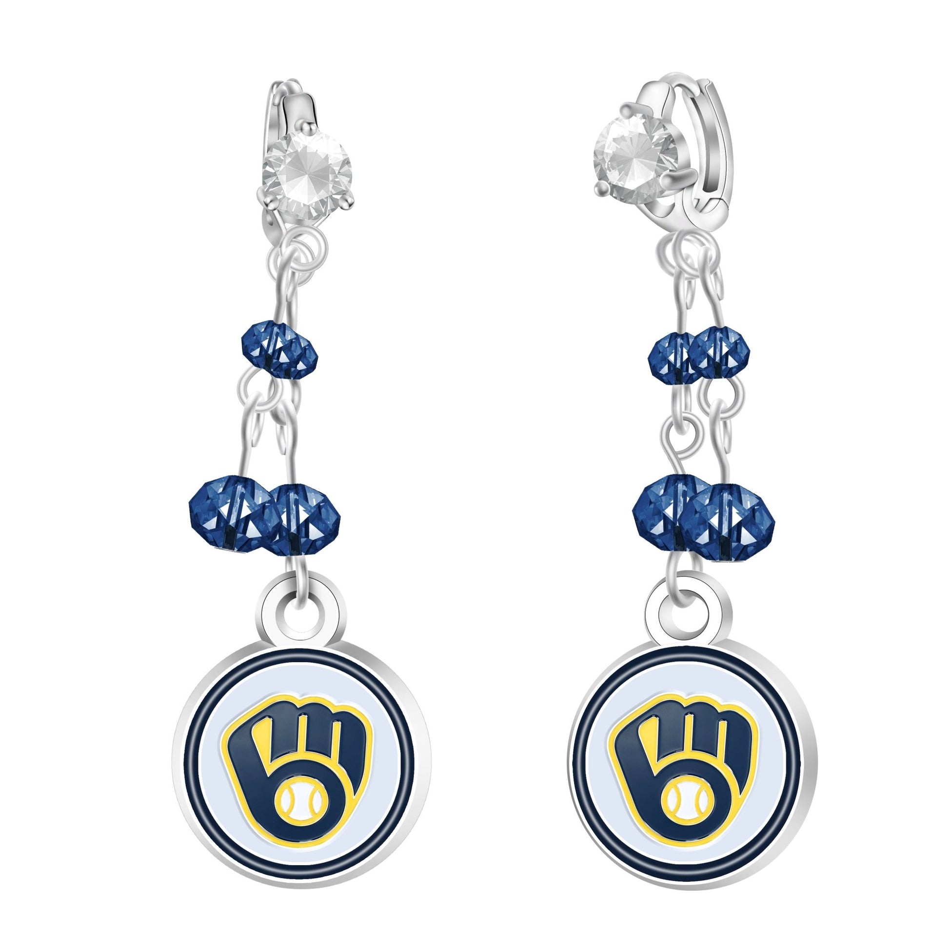 MLB Rhinestone Dangle Earrings - Gamedays Gear - Milwaukee Brewers