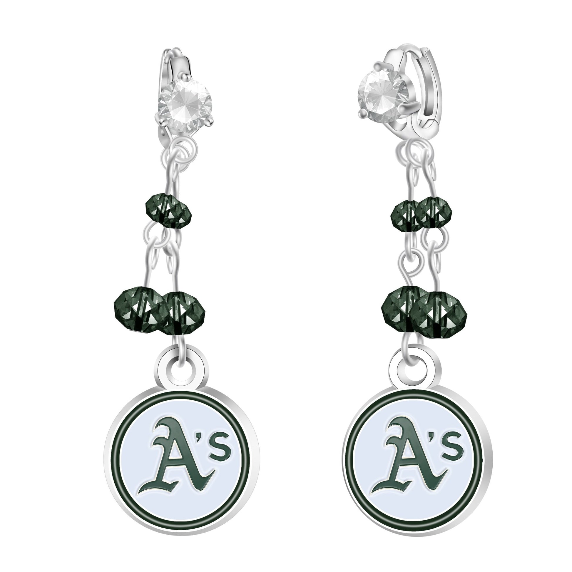 MLB Rhinestone Dangle Earrings - Gamedays Gear - Oakland Athletics