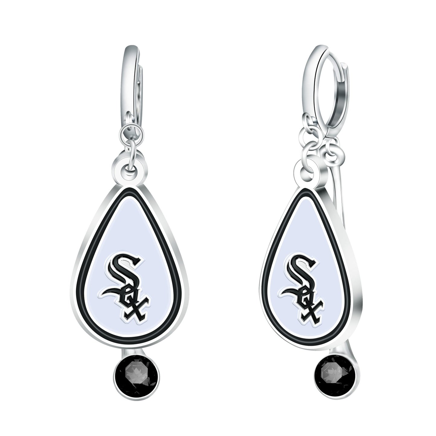 MLB Rhinestone Teardrop Earrings - Gamedays Gear - Chicago White Sox