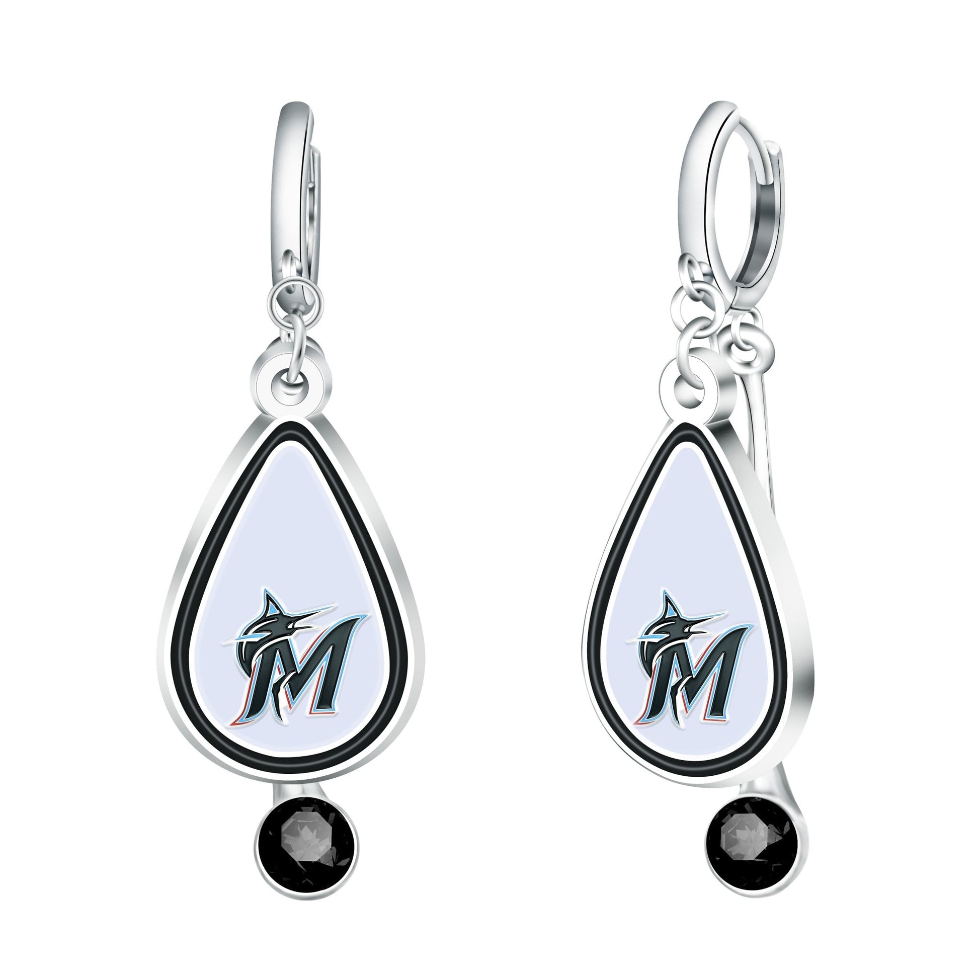 MLB Rhinestone Teardrop Earrings - Gamedays Gear - Miami Marlins