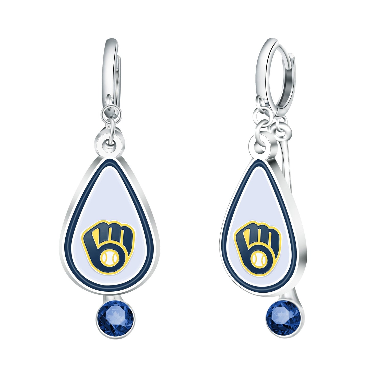 MLB Rhinestone Teardrop Earrings - Gamedays Gear - Milwaukee Brewers