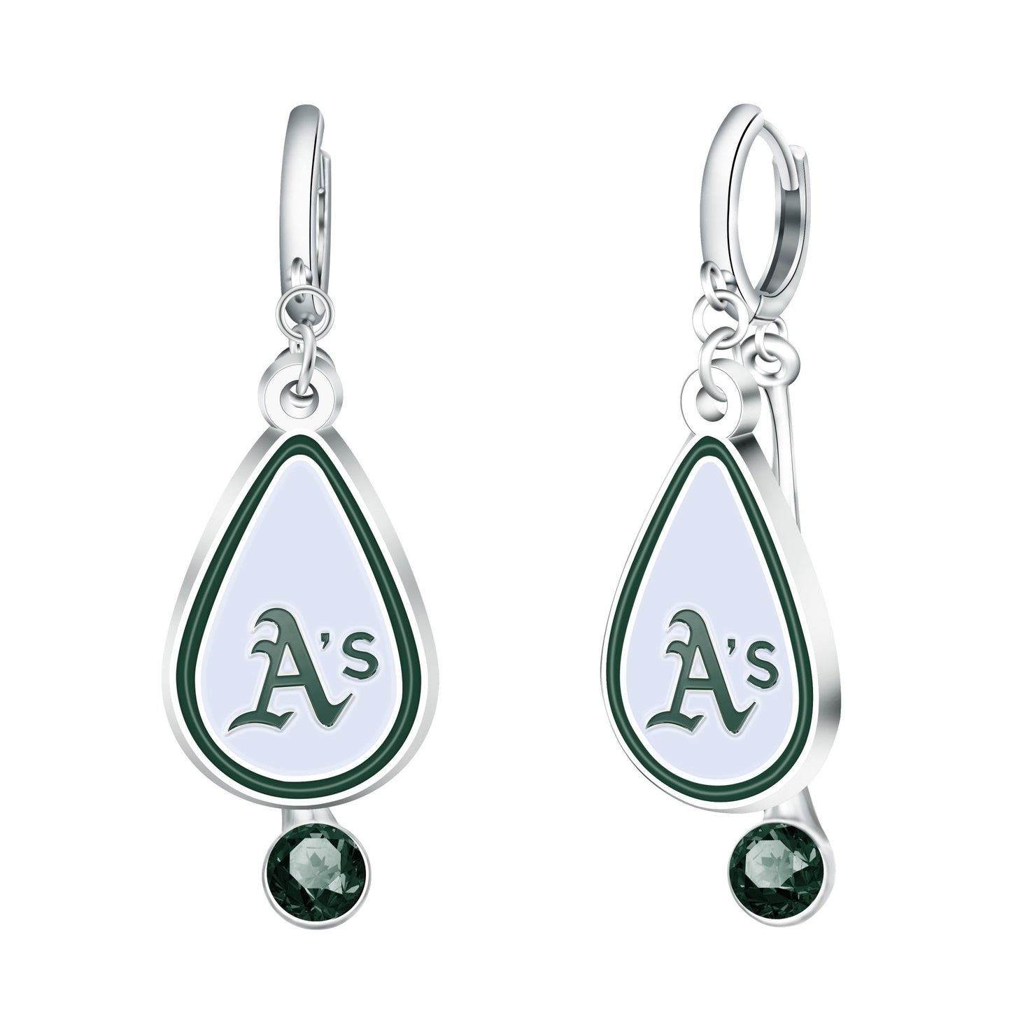 MLB Rhinestone Teardrop Earrings - Gamedays Gear - Oakland Athletics