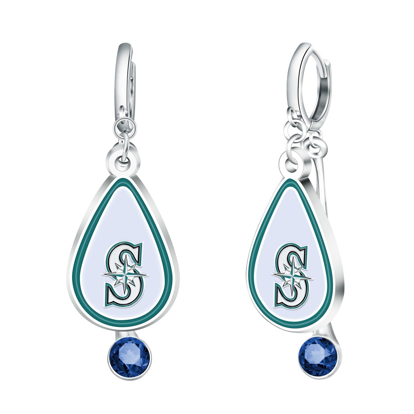 MLB Rhinestone Teardrop Earrings - Gamedays Gear - Seattle Mariners