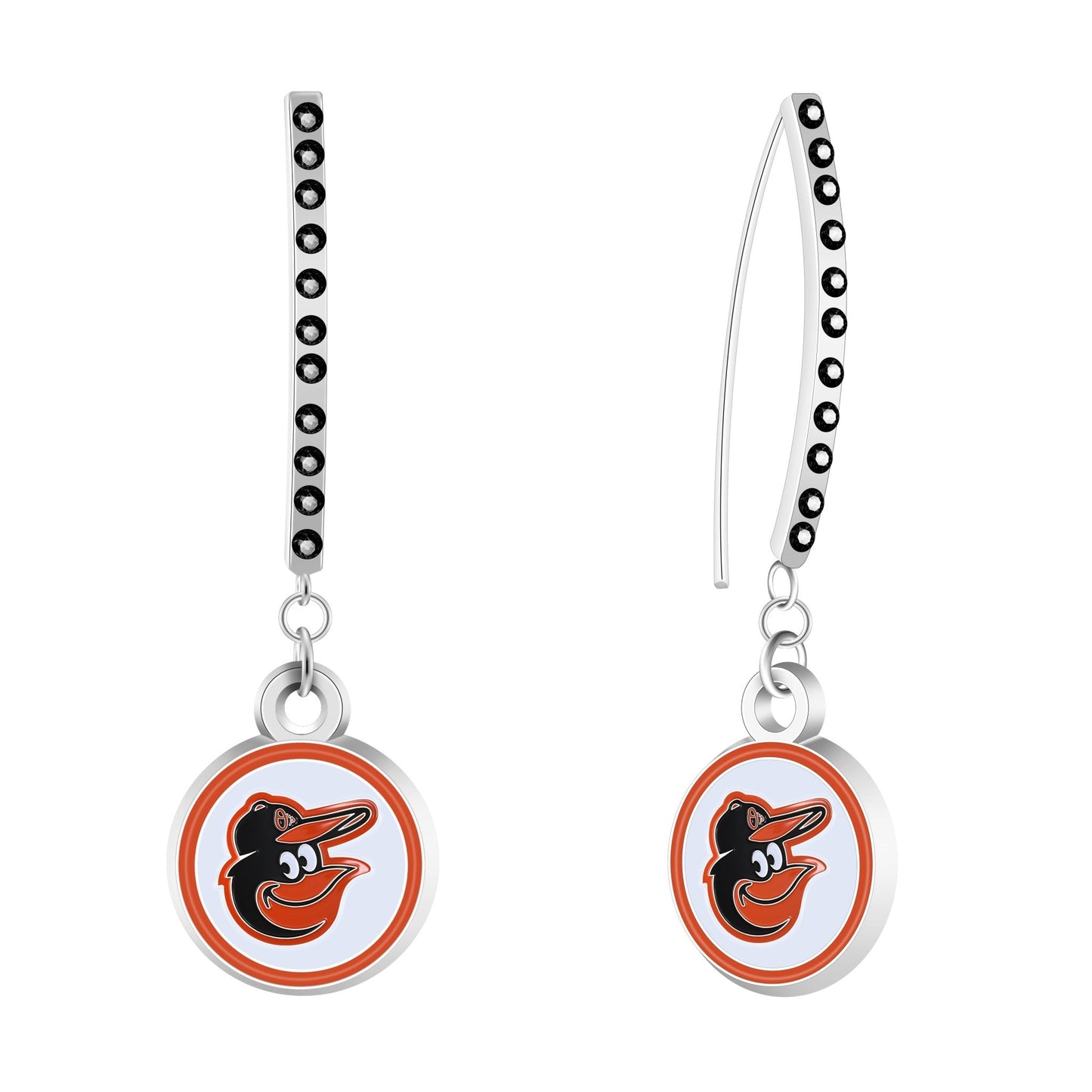 MLB Rhinestone Vertical Earrings - Gamedays Gear - Baltimore Orioles