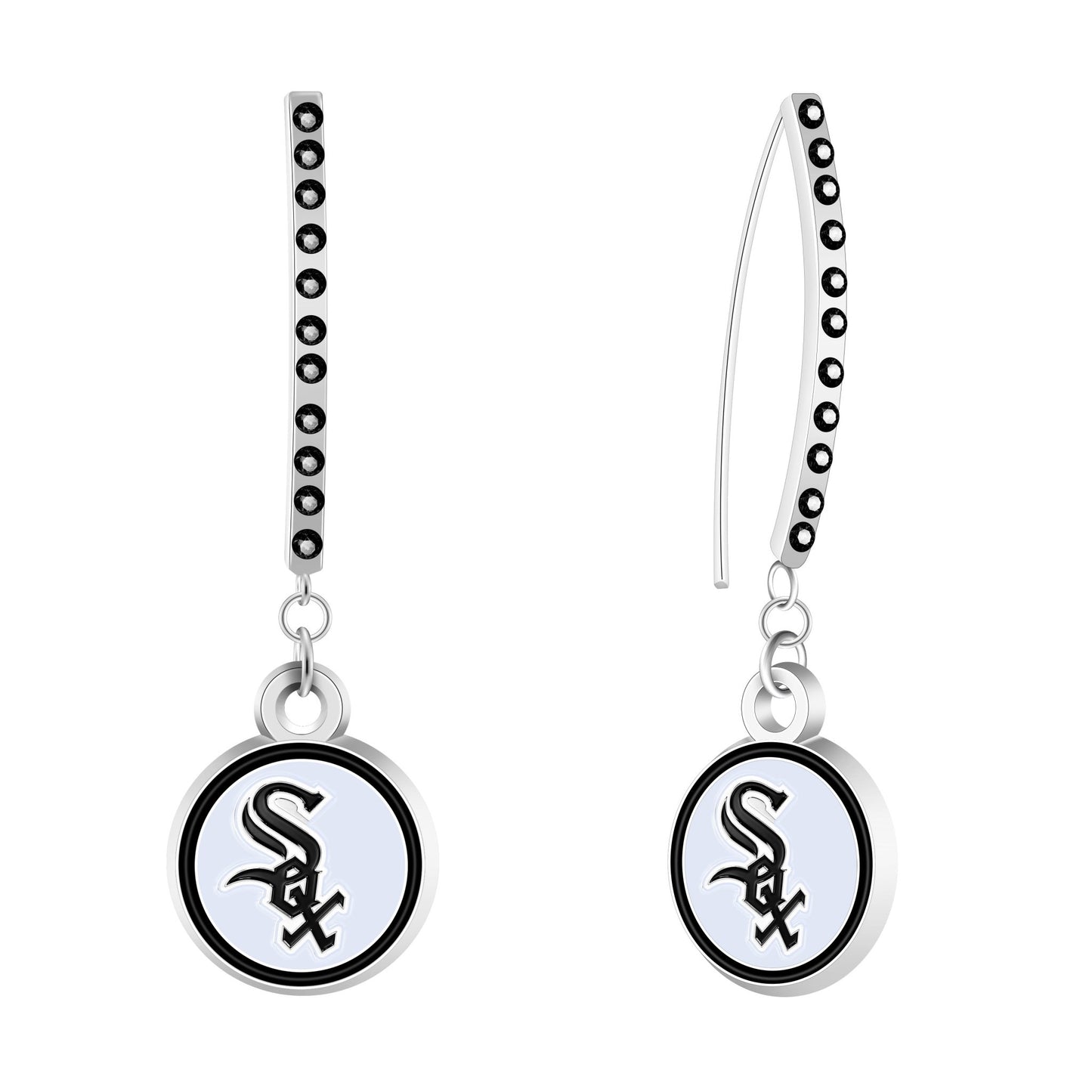 MLB Rhinestone Vertical Earrings - Gamedays Gear - Chicago White Sox