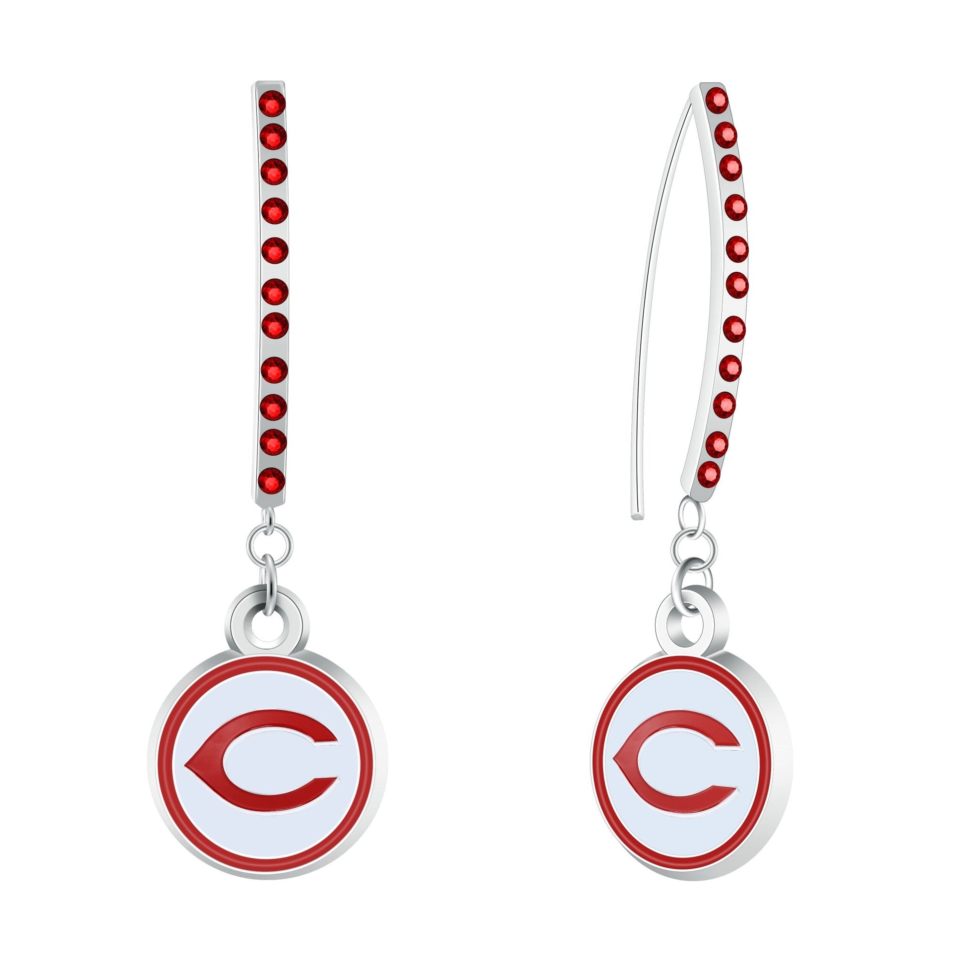 MLB Rhinestone Vertical Earrings - Gamedays Gear - Cincinnati Reds