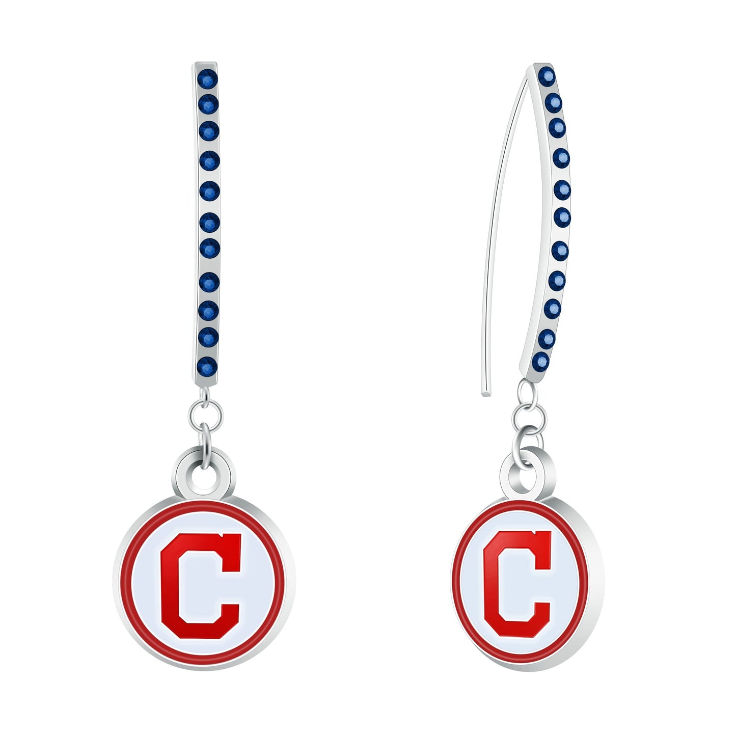 MLB Rhinestone Vertical Earrings - Gamedays Gear - Cleveland Guardians