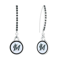 Miami Marlins Rhinestone Vertical Earrings