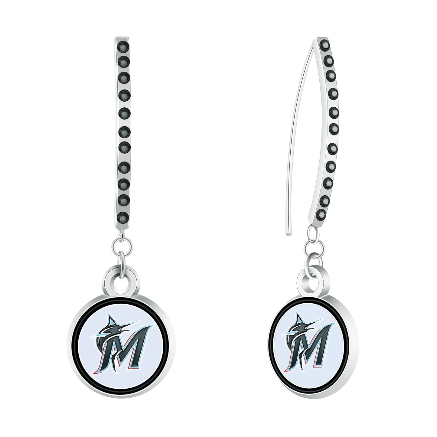 MLB Rhinestone Vertical Earrings - Gamedays Gear - Miami Marlins