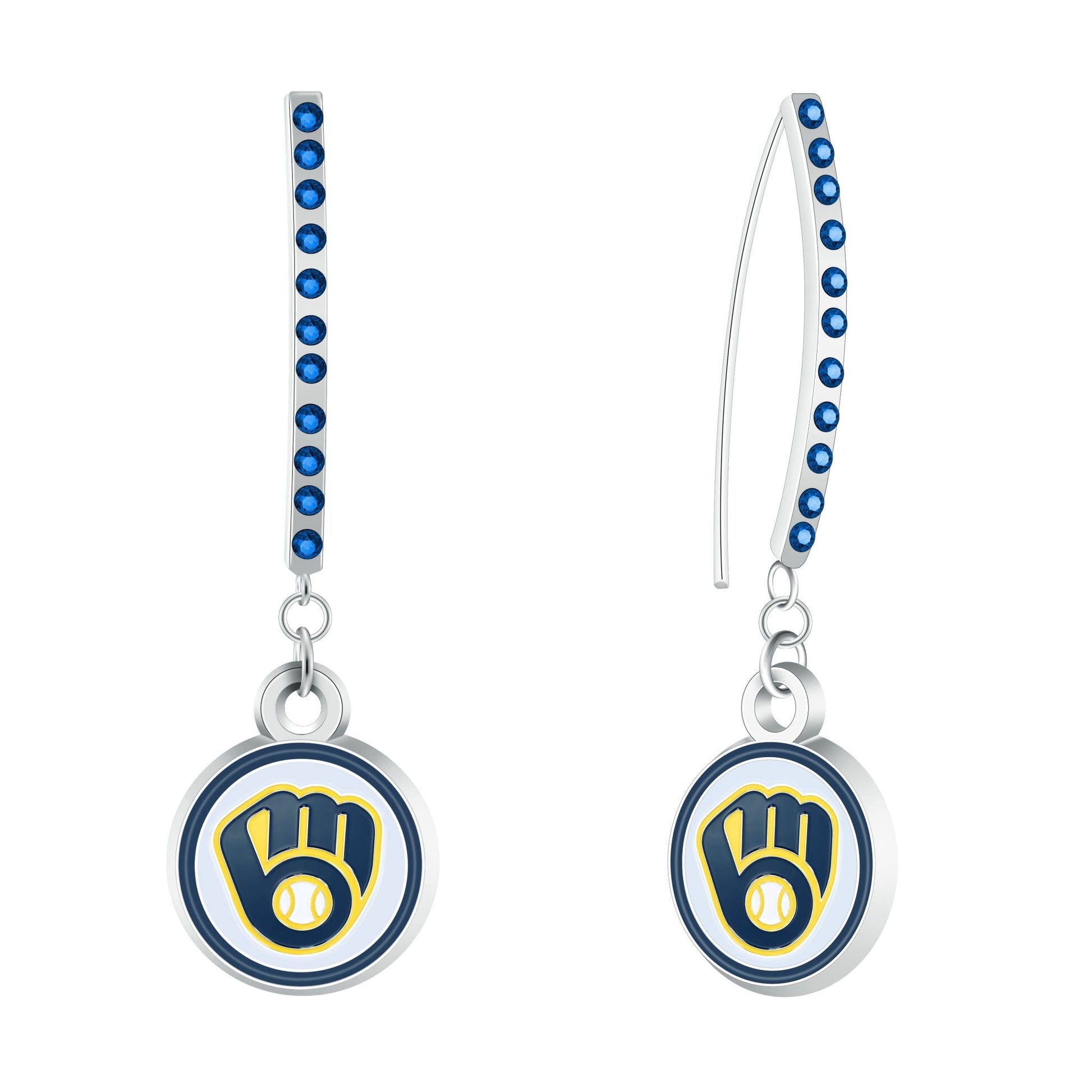 MLB Rhinestone Vertical Earrings - Gamedays Gear - Milwaukee Brewers