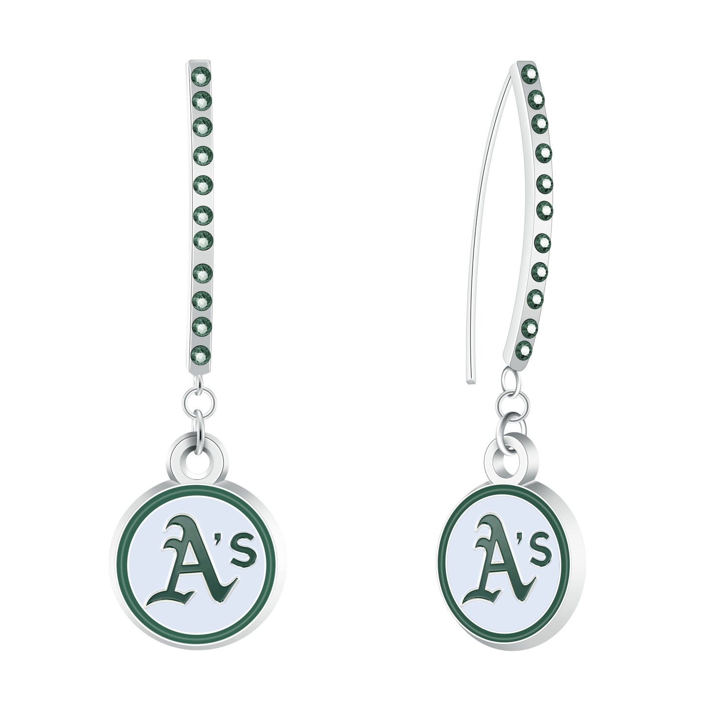 MLB Rhinestone Vertical Earrings - Gamedays Gear - Oakland Athletics