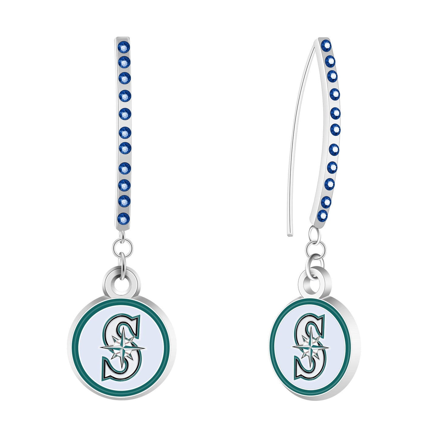 MLB Rhinestone Vertical Earrings - Gamedays Gear - Seattle Mariners