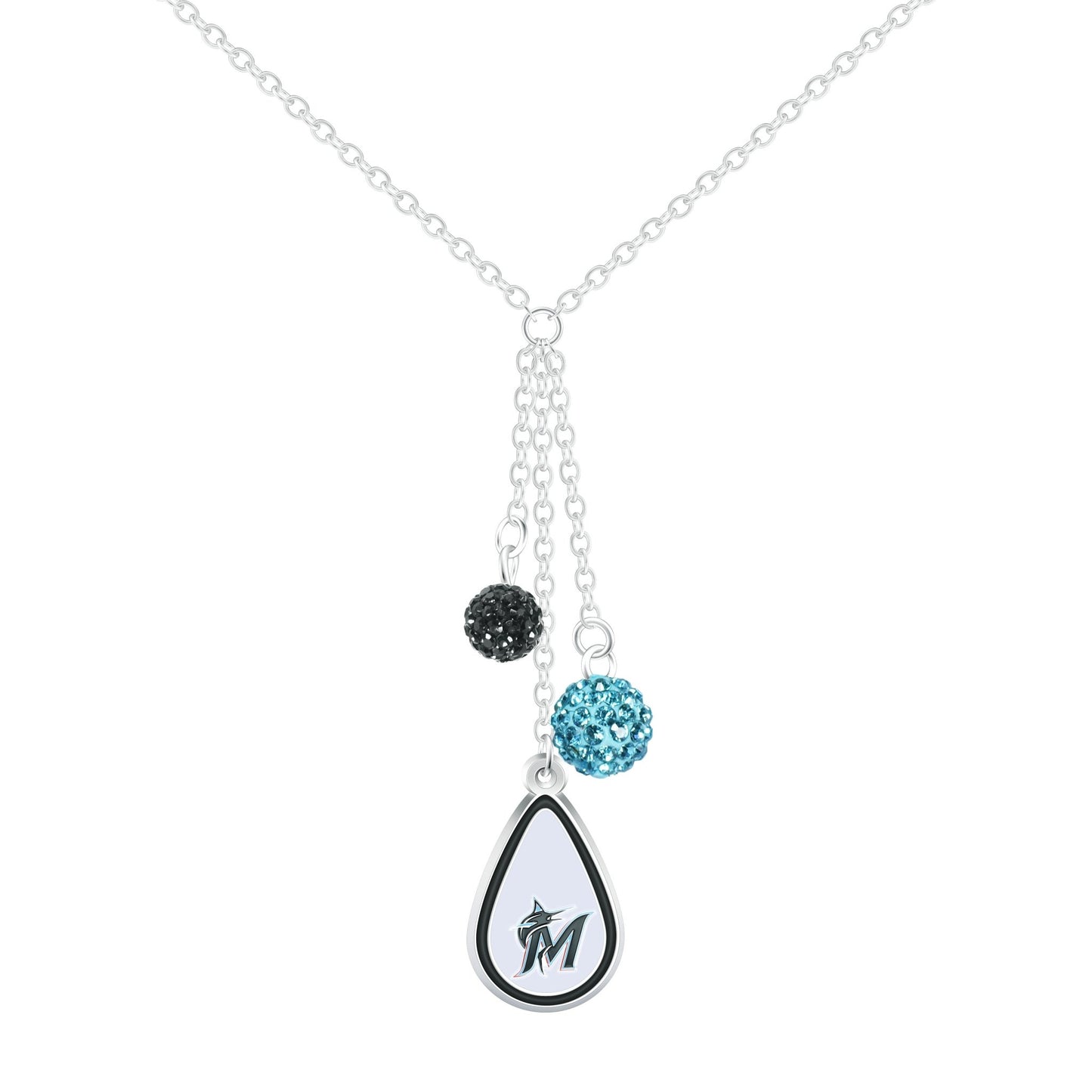 MLB Teardrop Dangle Necklace - Gamedays Gear - Miami Marlins