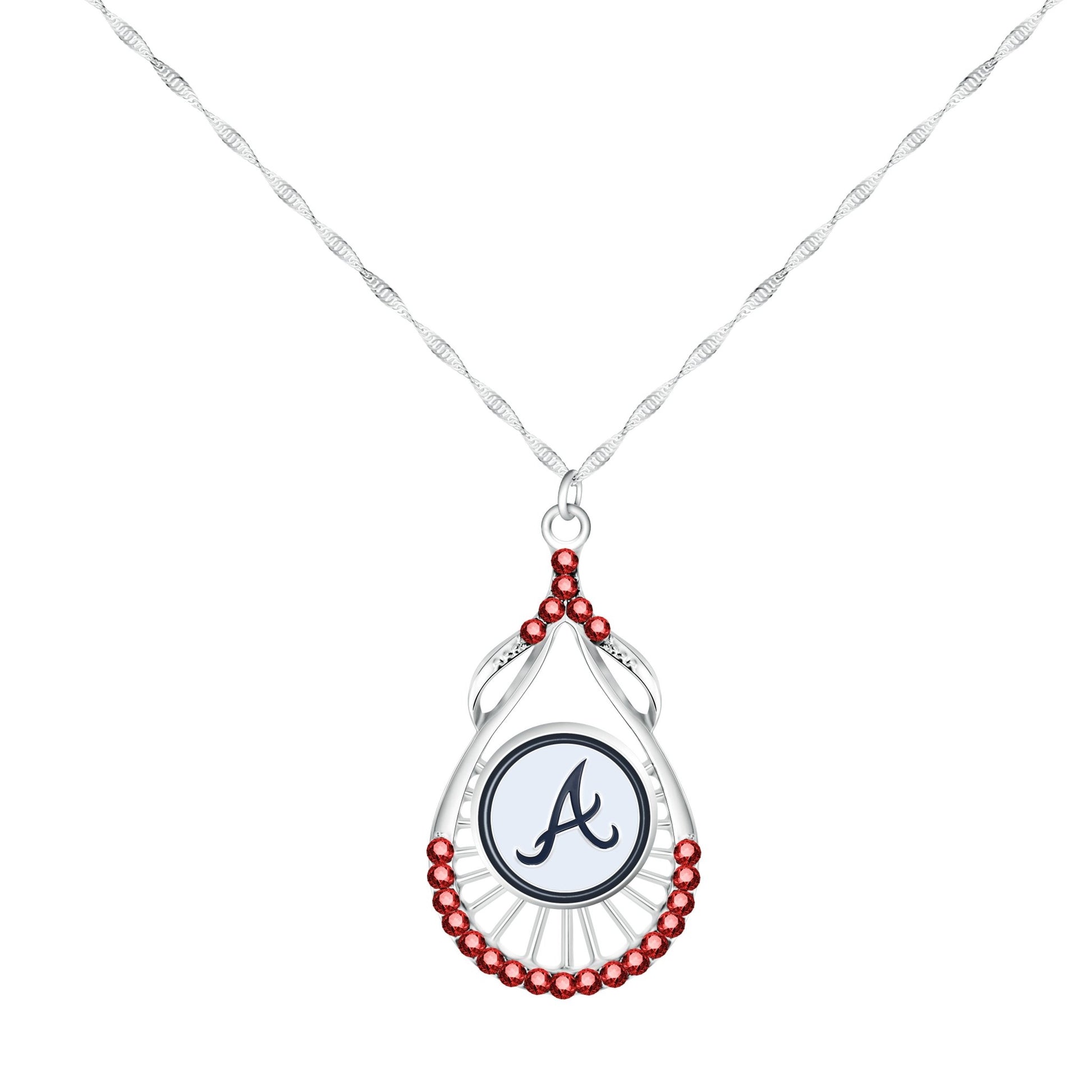 MLB Teardrop Rhinestone Necklace - Gamedays Gear - Atlanta Braves